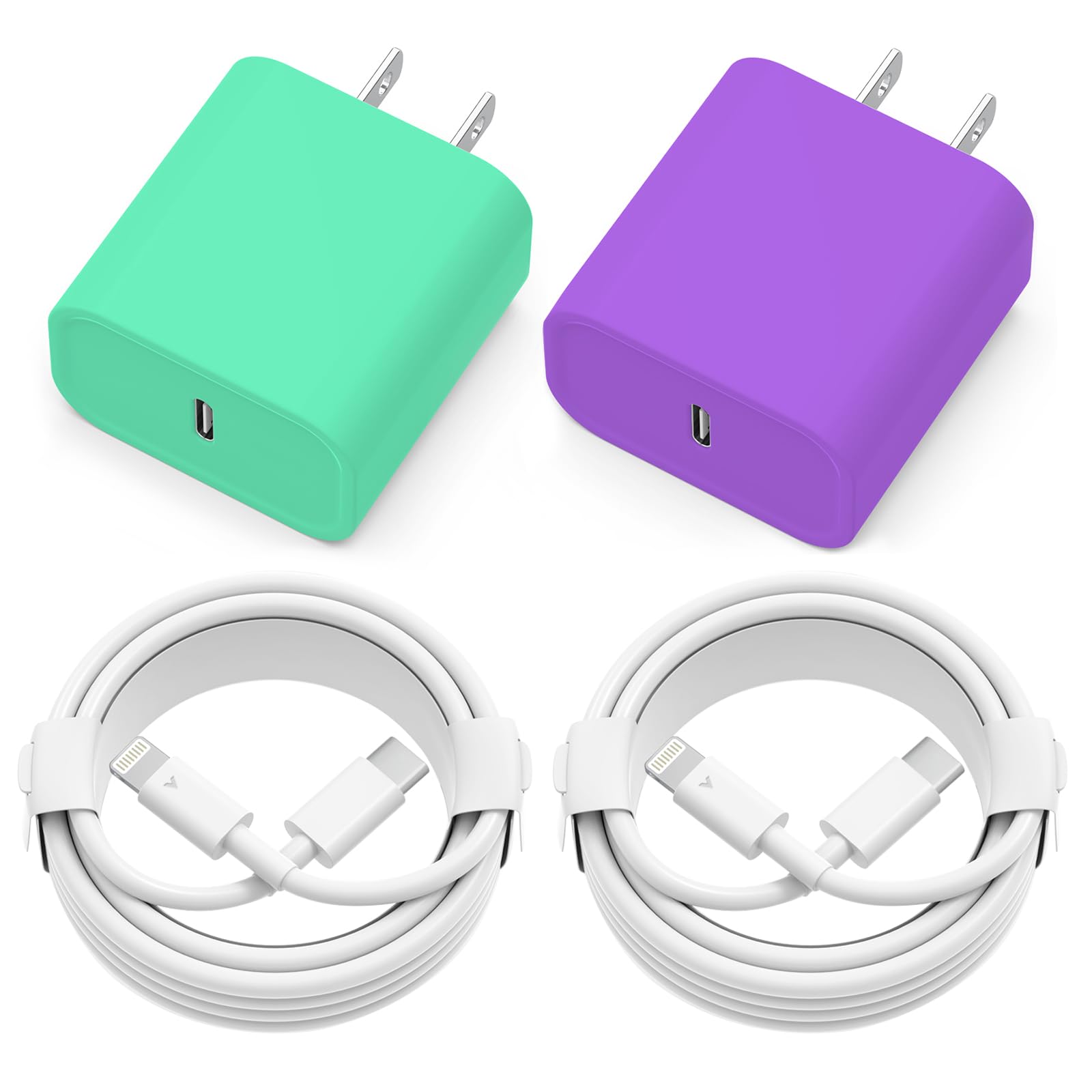 iPhone Charger Fast Charging, 2 Pack 20W USB C Wall Charger Block with 2 Pack MFi Certified 6FT Type C to Lightning Cables for i