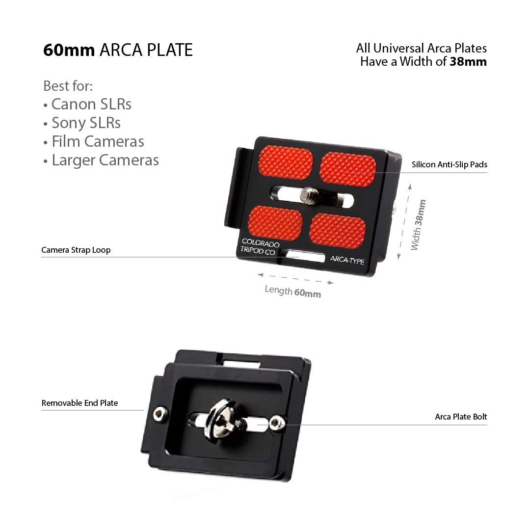 60Mm Universal Arca Plate For Tripod Ball Head In Black
