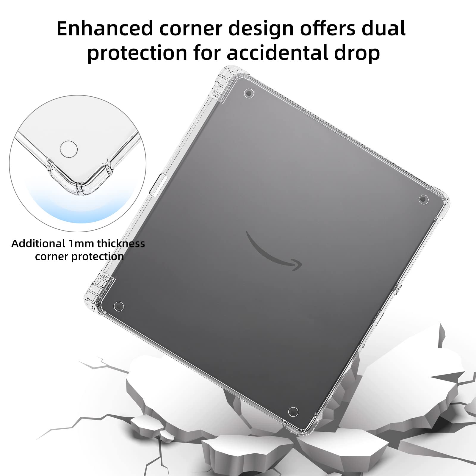 Walnew Clear Case For 10.2 Inch Kindle Scribe With Pen Holder, C4A6T4 Soft Transparent Tpu Cover With Enhanced Corners For 10.2