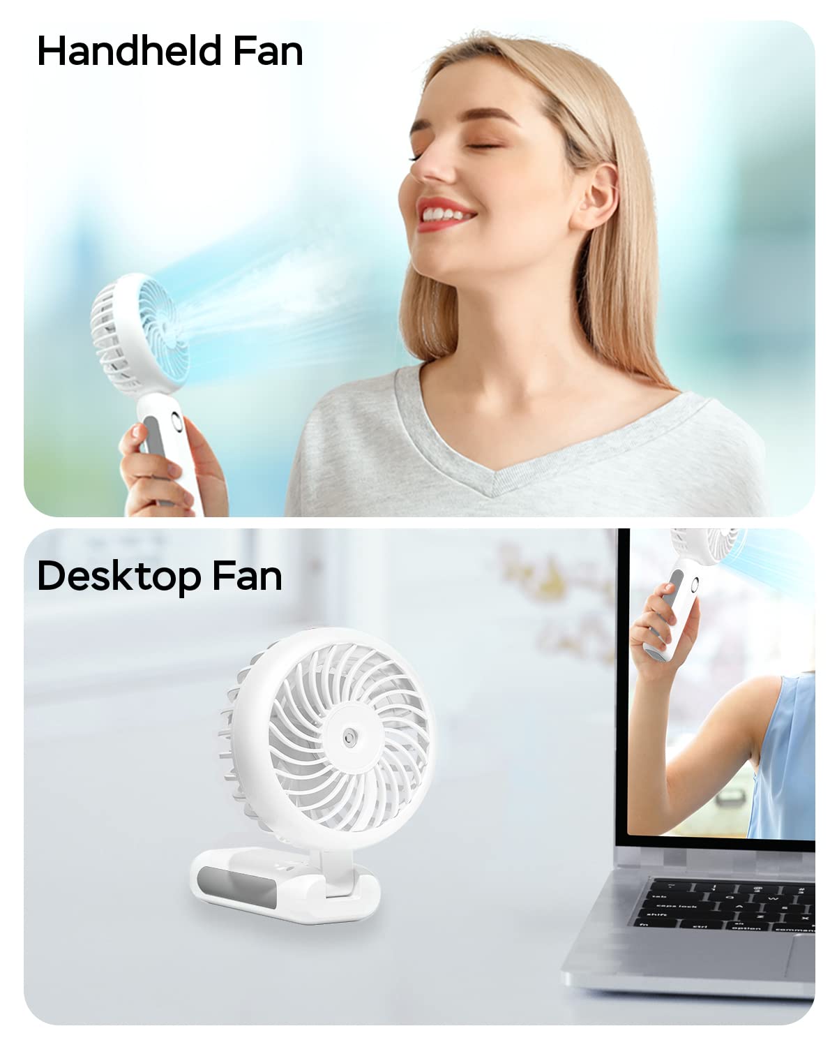 Rnkrun Portable Handheld Misting Fan, 4000Mah Usb Rechargeable Personal Mister Foldable Fan Battery Operated Spray Water Mist Fa