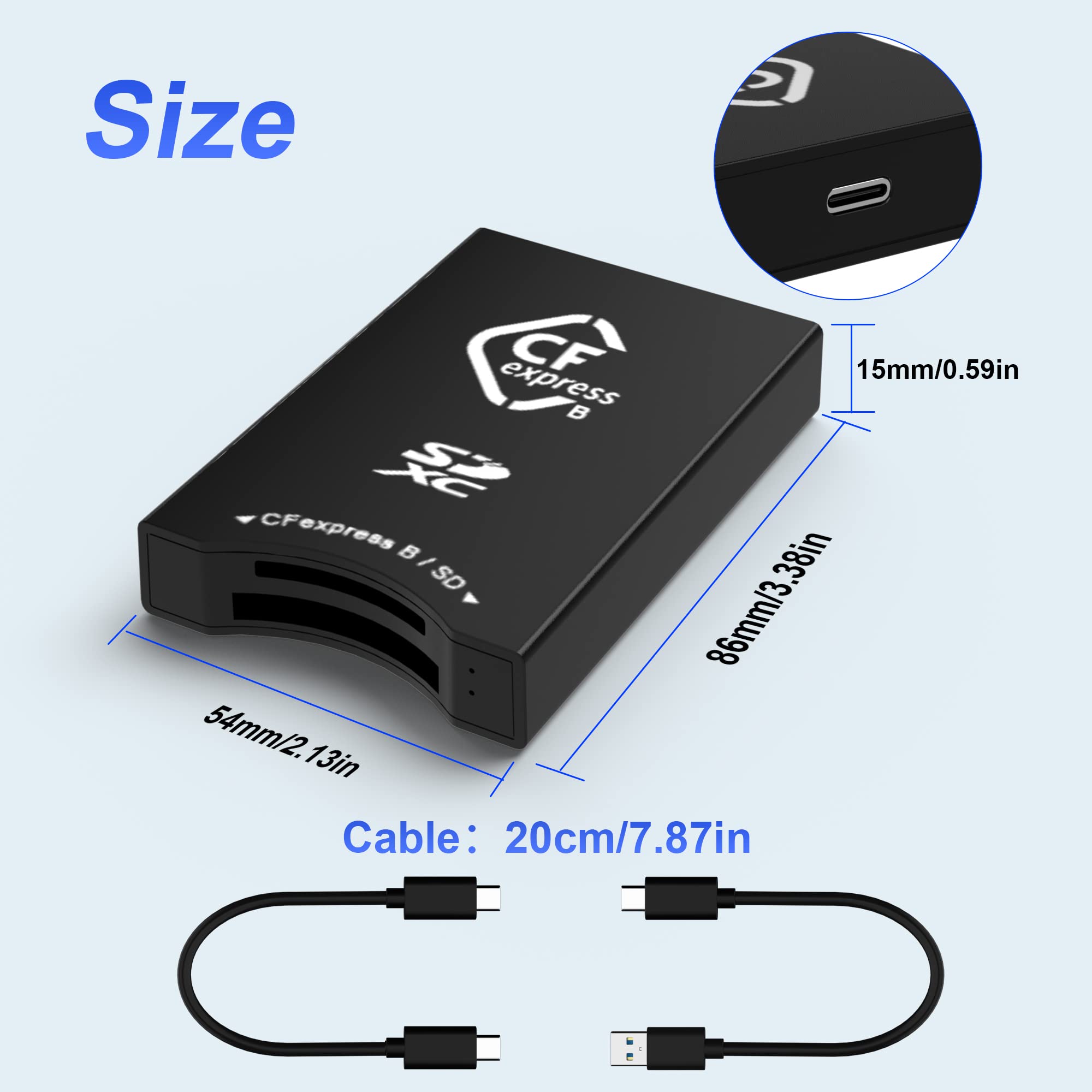 Cfexpress/Sd Card Reader Usb C, Dual Slot Usb 3.2(10Gbps) Cfexpress Type B Card Reader Adapter Compatible With Android/Windows/M