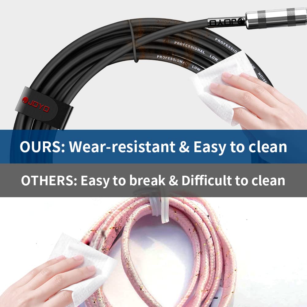 Joyo Audio Instrument Cable 15Ft For Bass & Guitar 1/4 Inch Straight Professional Amp Cord (Black, Cm 04)