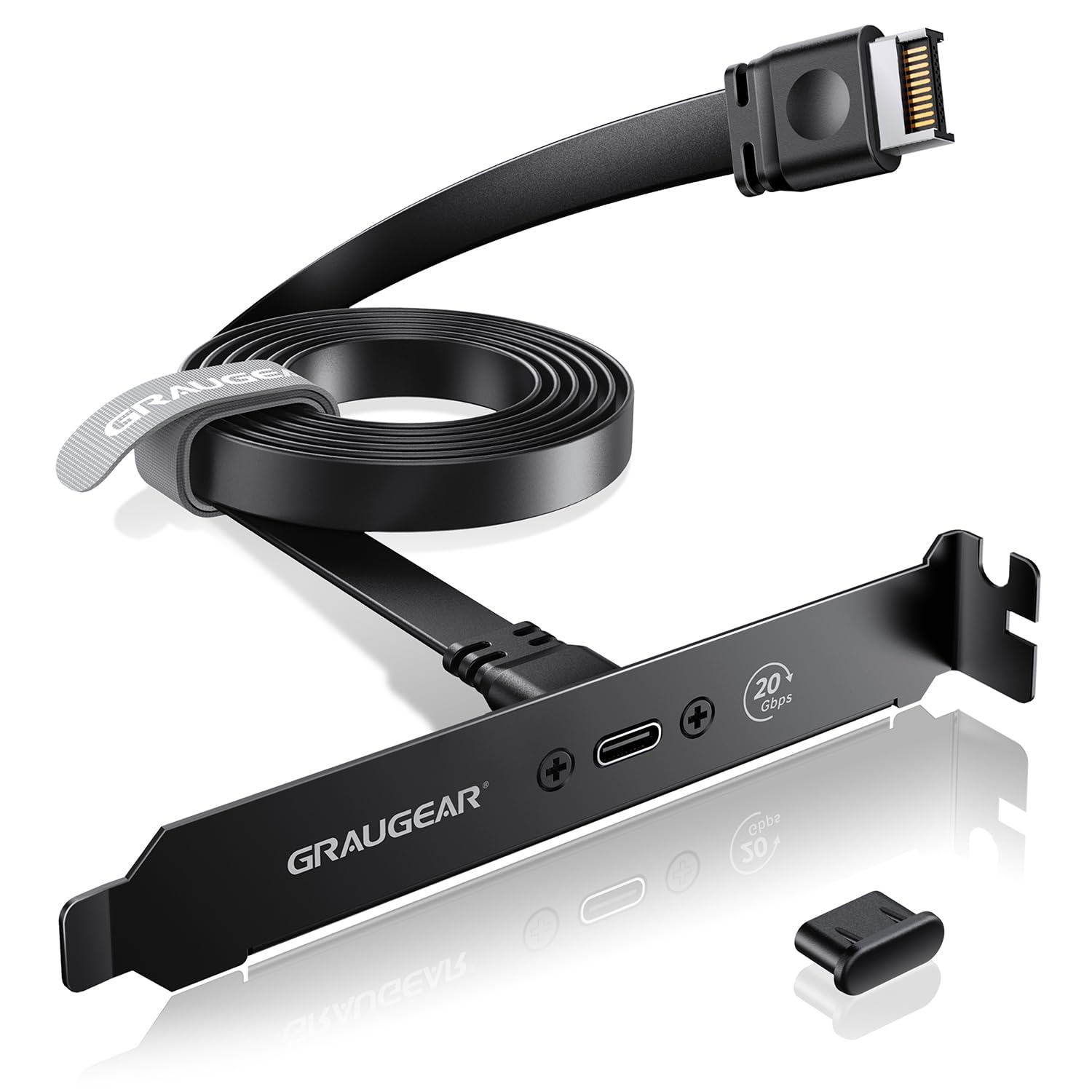 GRAUGEAR PC Motherboard USB-C Front Panel Adapter Cable, 20Gbps USB Type-C Header Extension Cable, USB C to USB3.2 Gen2x2 Type-E