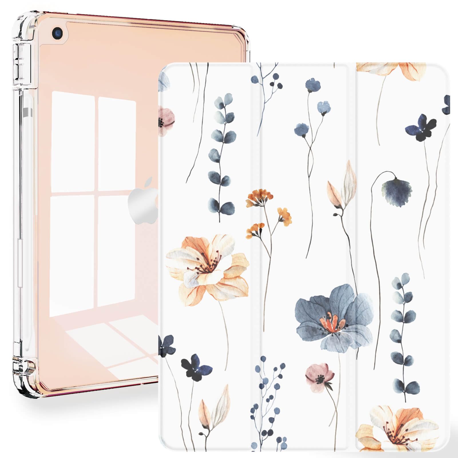 Feams for iPad 9th Generation Case 10.2 Inch, Trifold iPad 10.2 Case Clear Transparent Back Cover with Pencil Holder & Auto Slee