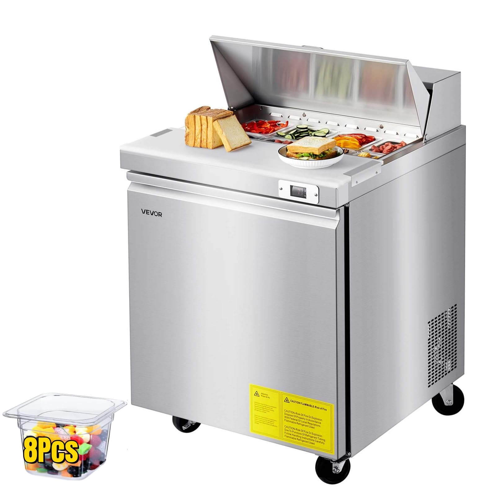 VEVOR 67W Commercial Refrigerator, Pizza Prep Refrigerated Table, 19.3 Ultra Wide Countertop Food Prep Fridge, 20.3 Cu.Ft Single