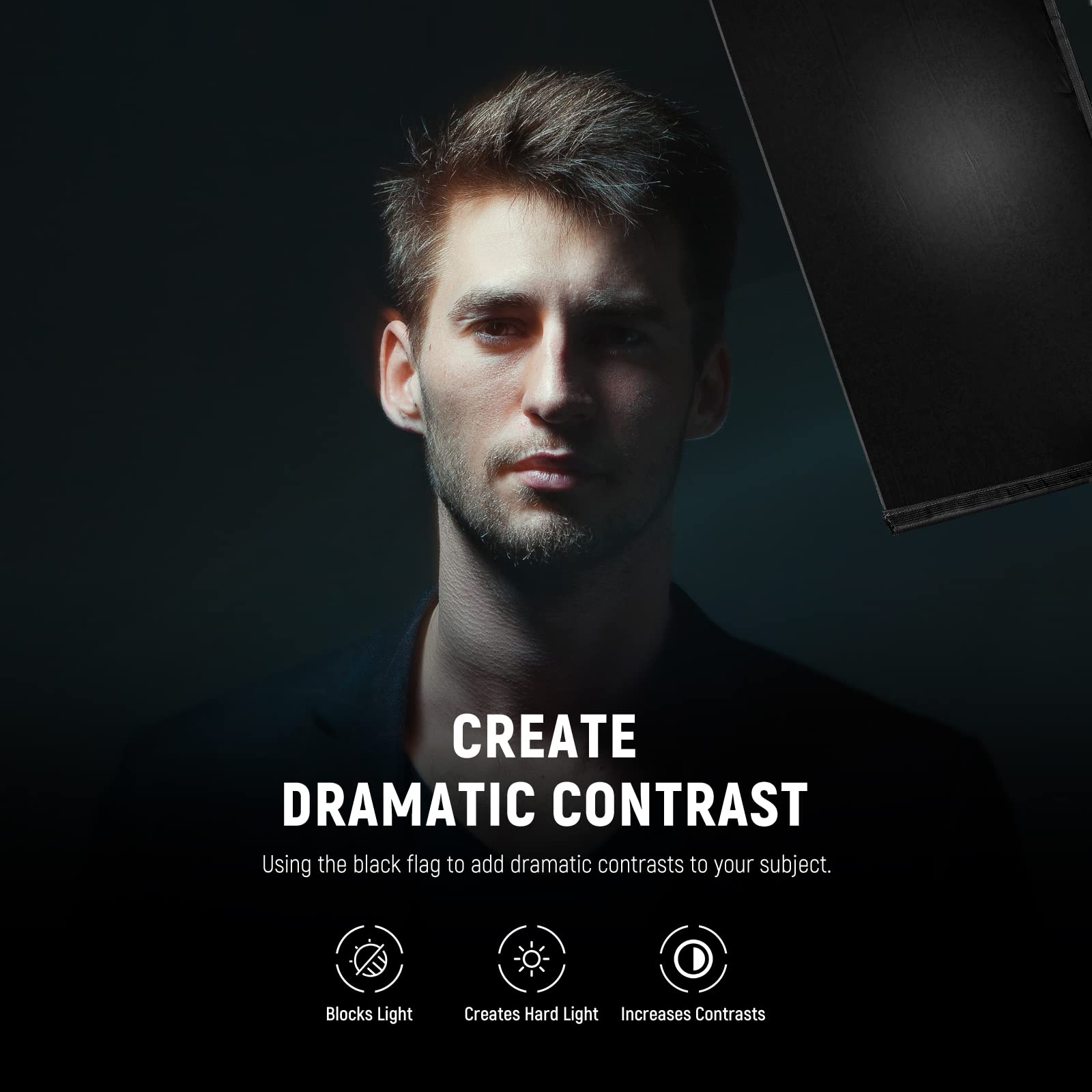 Neewer Foldable Scrim Flag Kit, 18X24In/45X60Cm 5 In 1 Photography Flag Panel Lighting Reflector Diffuser Light Modifier Shaper