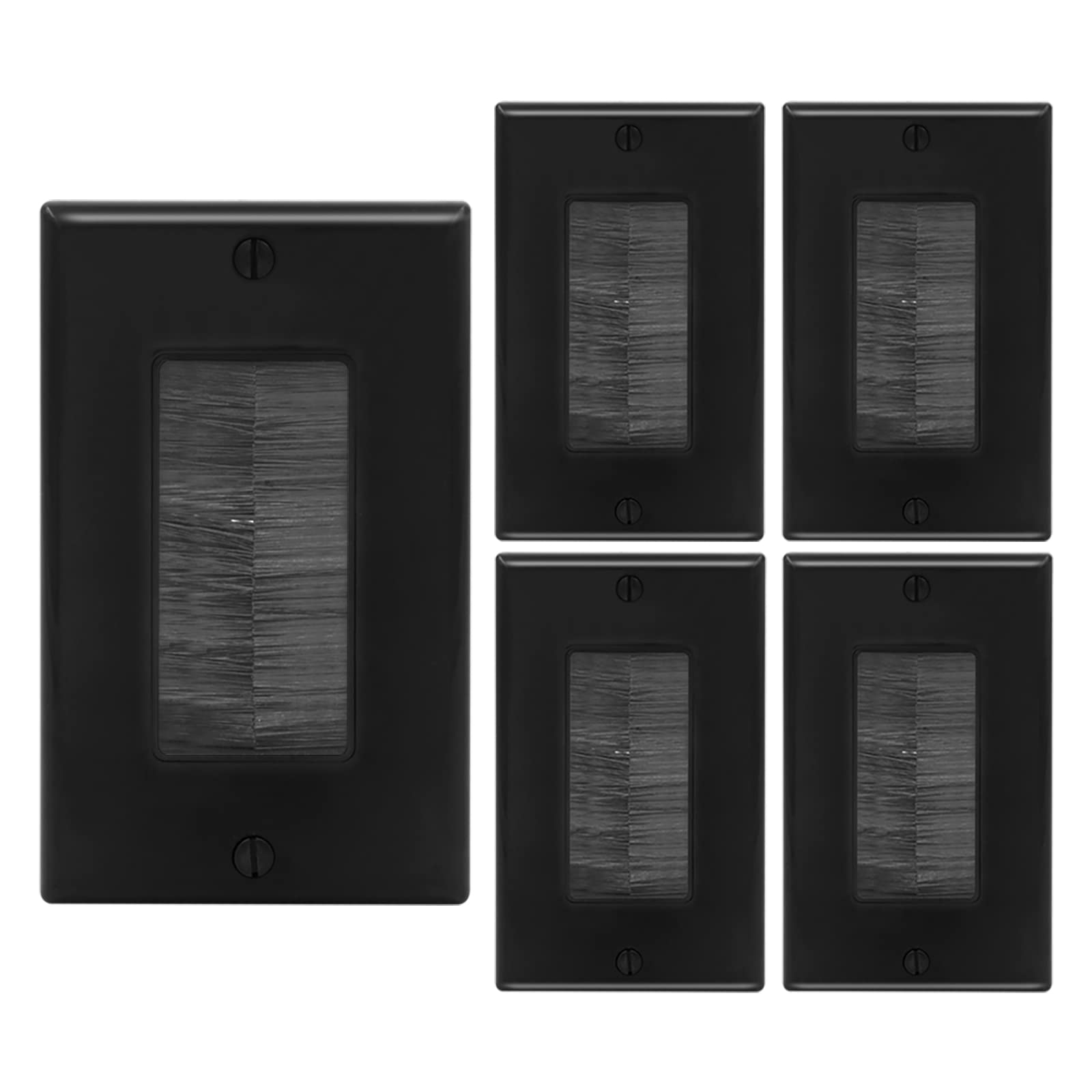 Vce Brush Wall Plate 5 Pack, Ul Listed Cable Pass Through Insert For Wires, Single Gang Cable Access Strap, Wall Socket For Hdtv