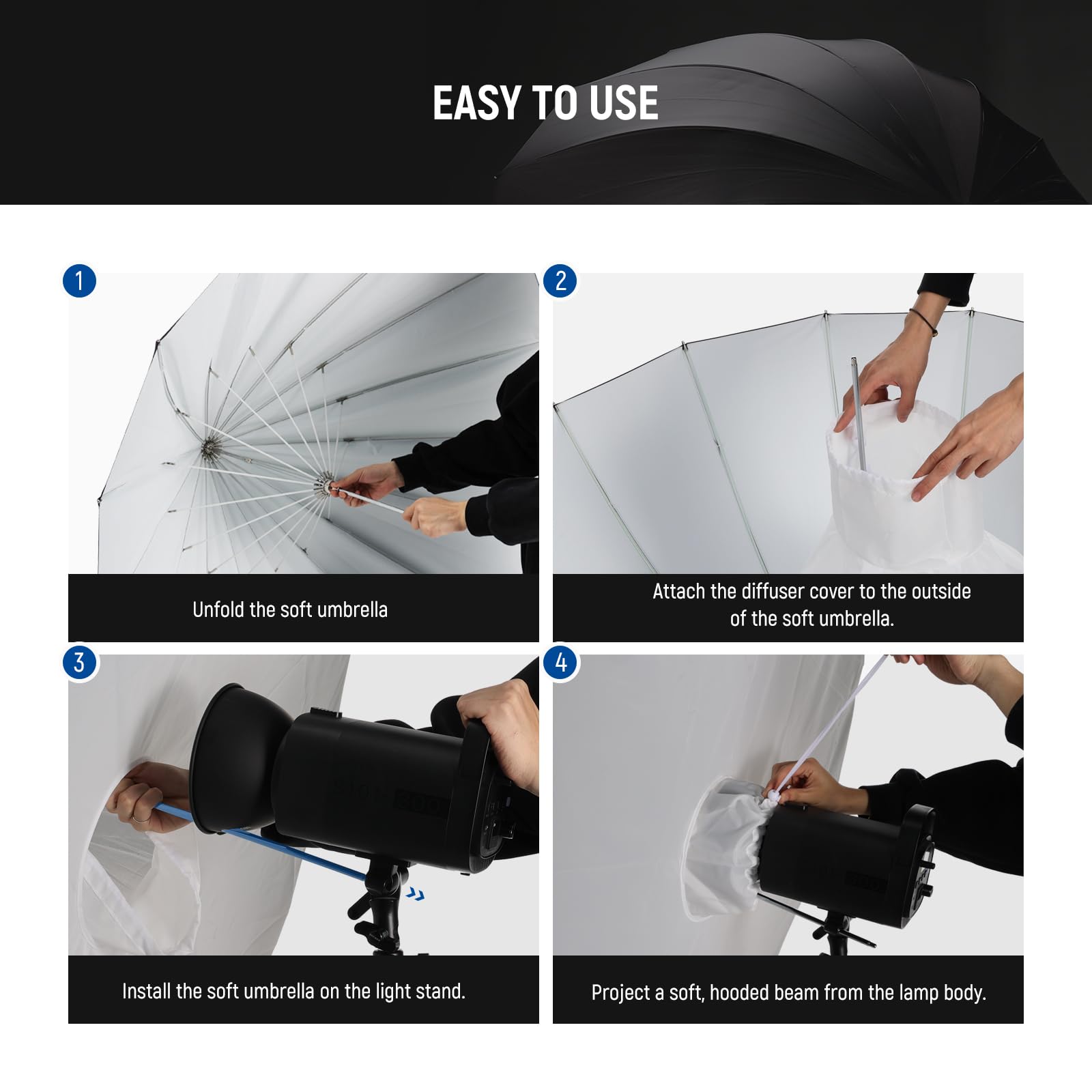 Neewer 41''/104Cm Parabolic Reflective Umbrella Photography With White Inner, Soft Lighting With Diffuser Cover, Bag, Quick Fold