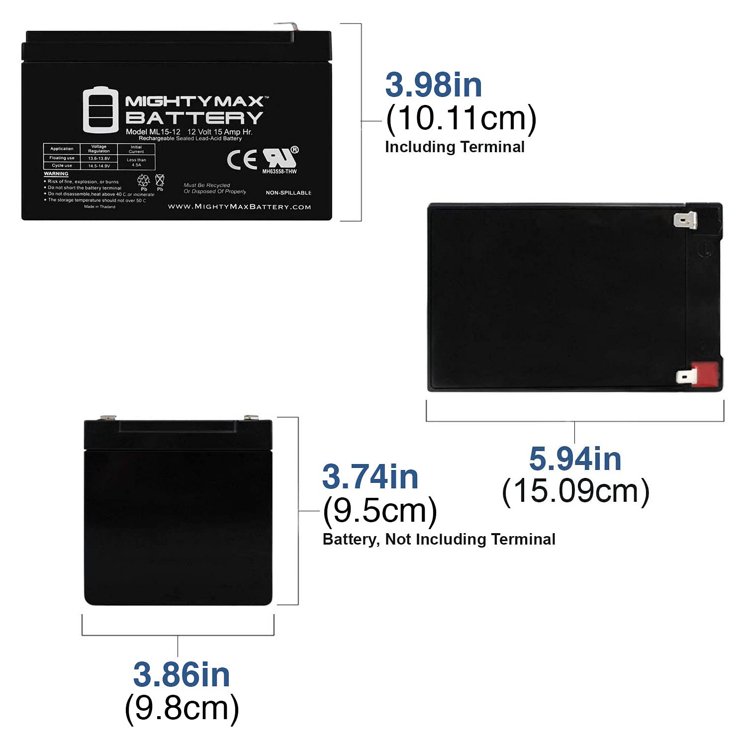 Mighty Max Battery 12V 15Ah F2 Replacement Battery For Peg Perego John Deere Gator