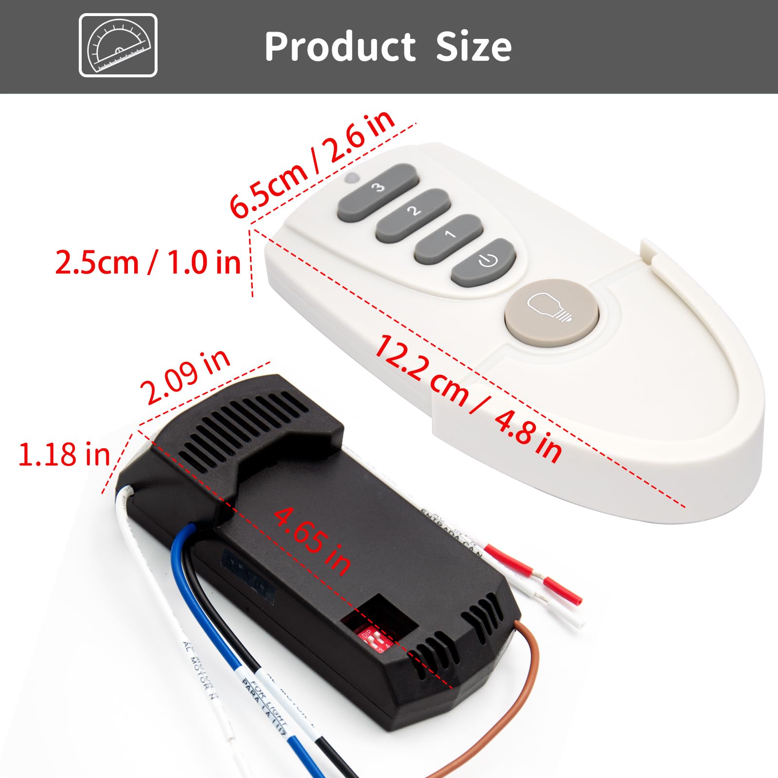 Fan 51T Universal Ceiling Fan Remote Control Kit For Hampton Bay Hunter Harbor Breeze, W/ Fan28R Receiver Handheld Remote 3 Spee