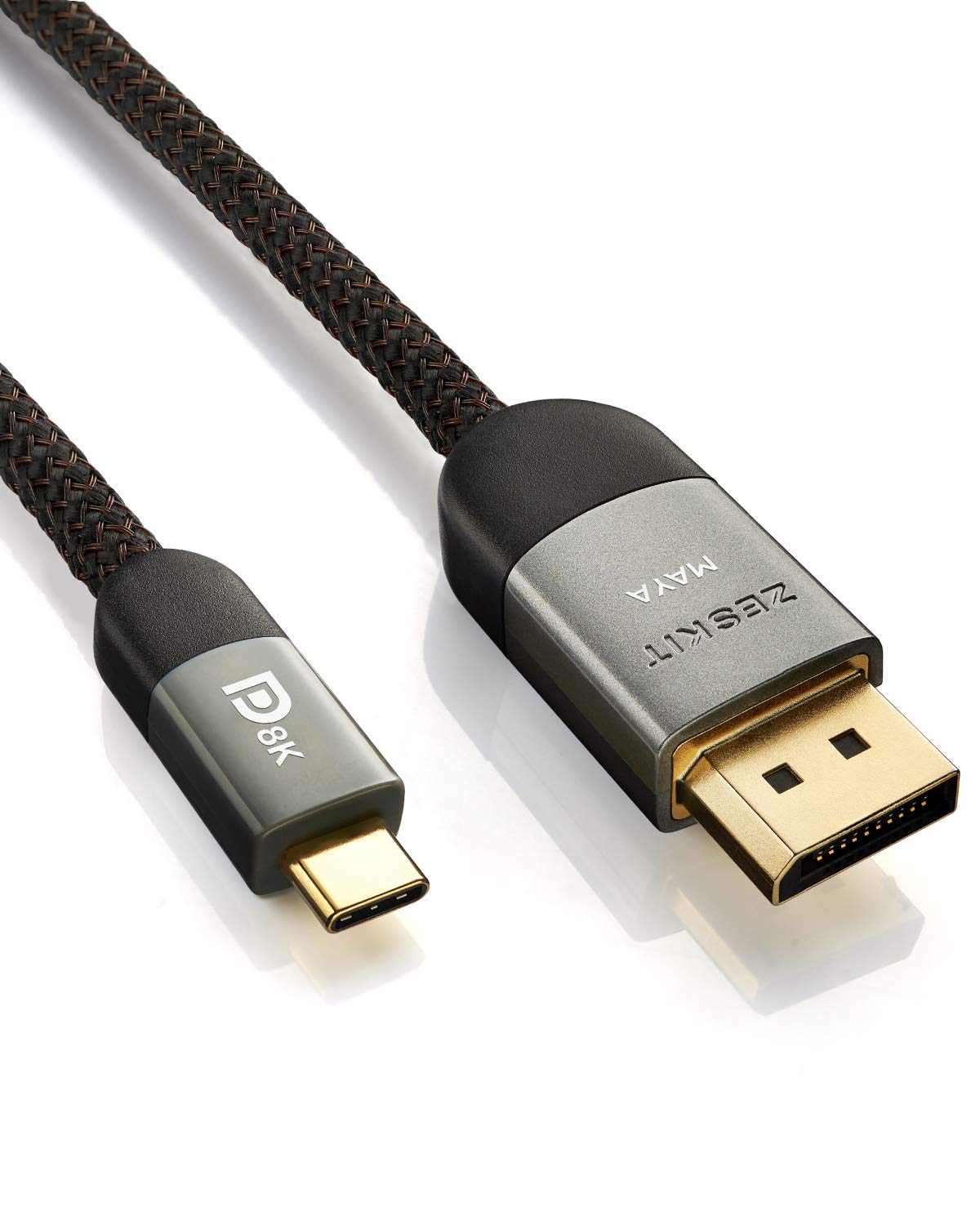 Zeskit Maya Bi Directional 32.4Gbps 8K30 5K60 4K120 1440P240 Usb C To Dp1.4 Cable Certified, 6Ft
