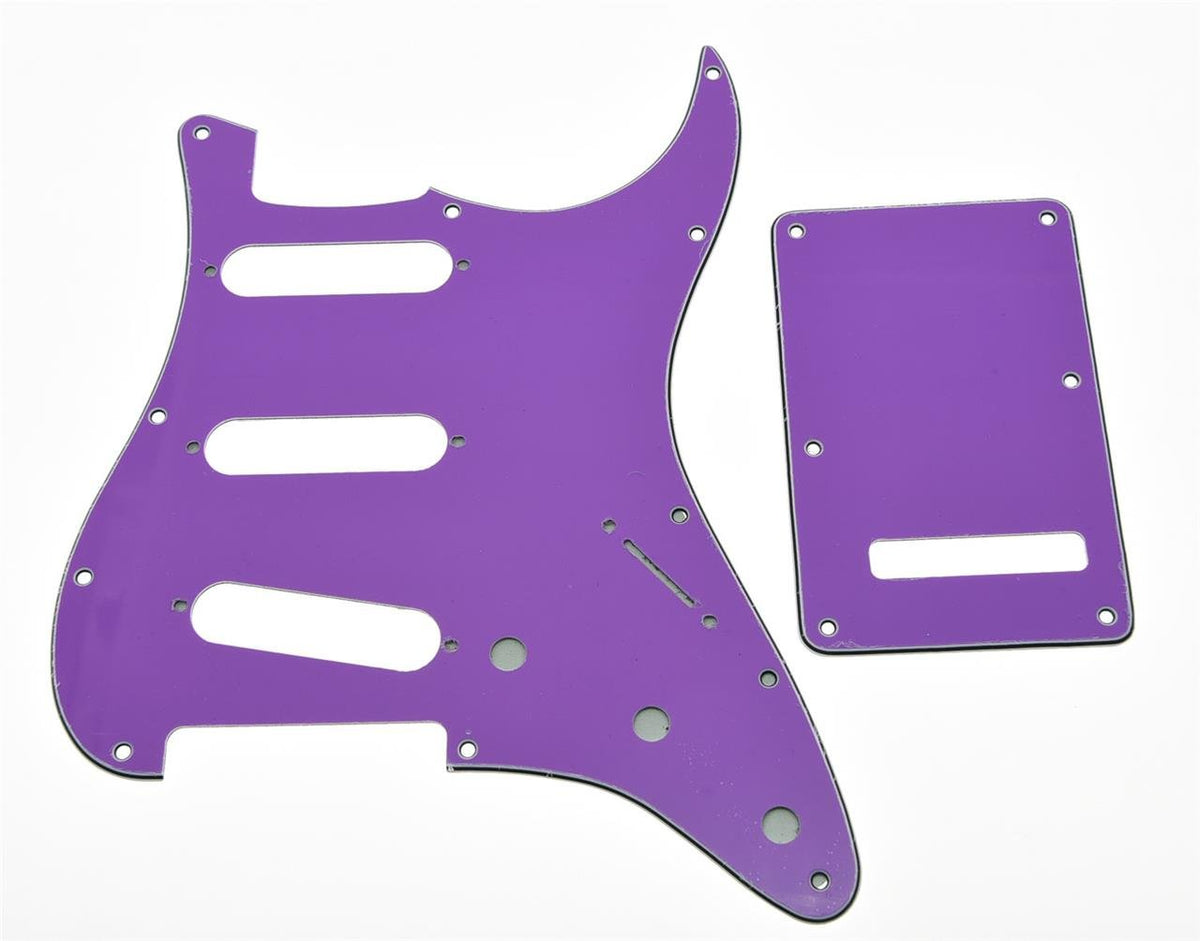 Kaish 11 Hole Strat Style Sss Pickguard St Back Plate Tremolo Trem Cover For Usa/Mexico Stratocaster/Strat Purple 3 Ply
