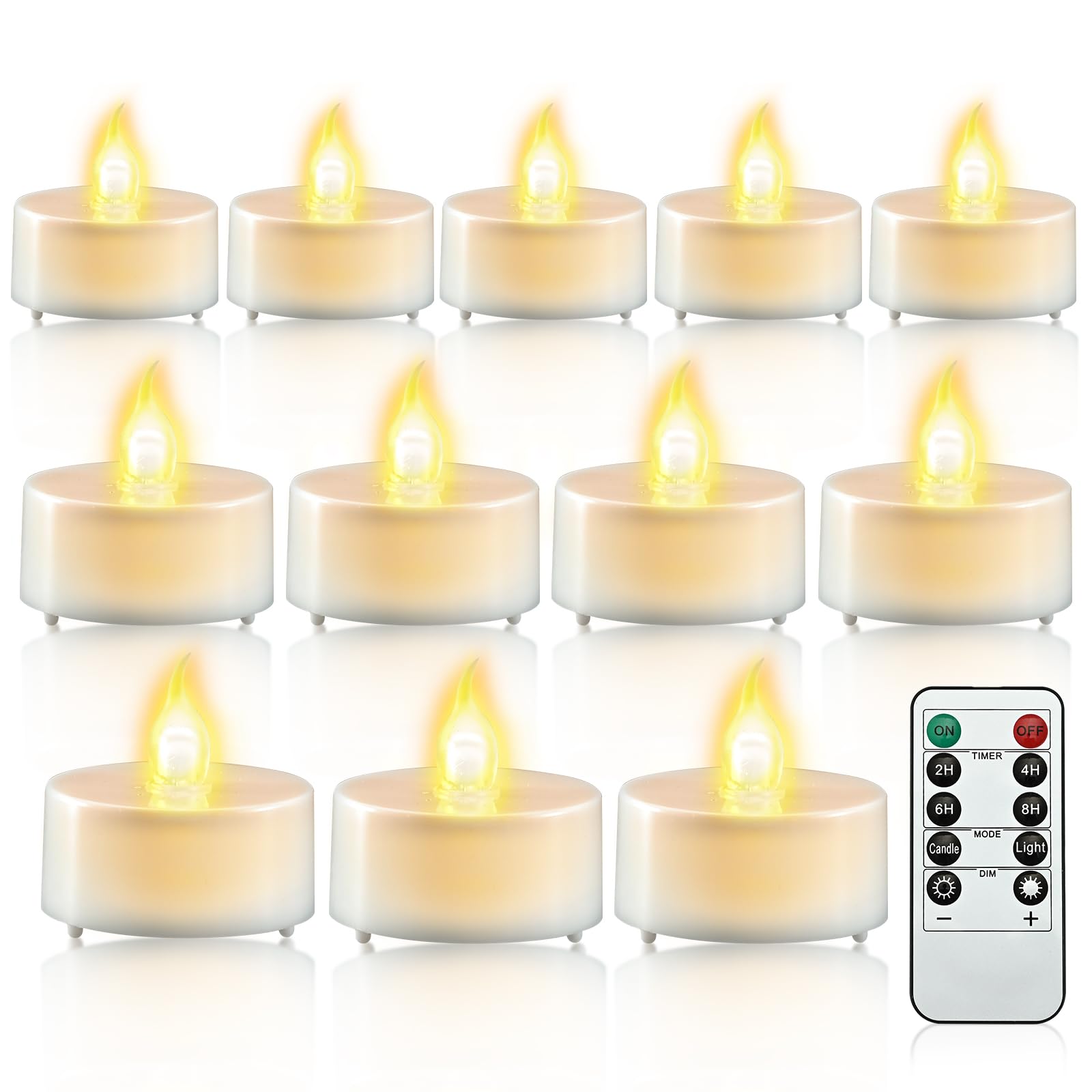 Josu 24Pcs Led Votive Tealight With 2/4/6/8 H Timer And Remote, Mini Battery Operated Candles For Wedding Anniversary Tea Theme