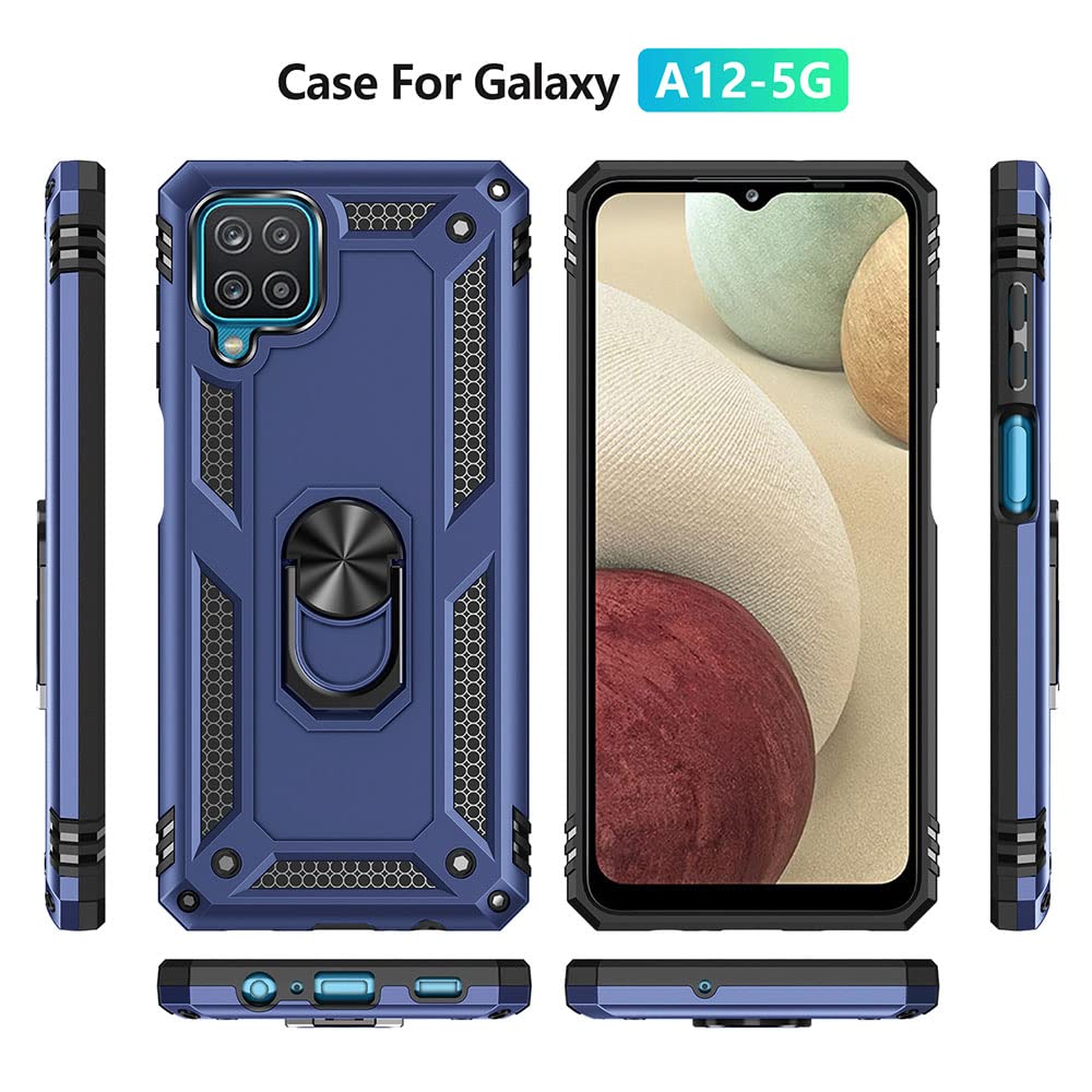 For Samsung Galaxy A12 Phone Case, Samsung A12 Case With Hd Screen Protector, [Military Grade 16Ft. Drop Tested] Ring Shockproof