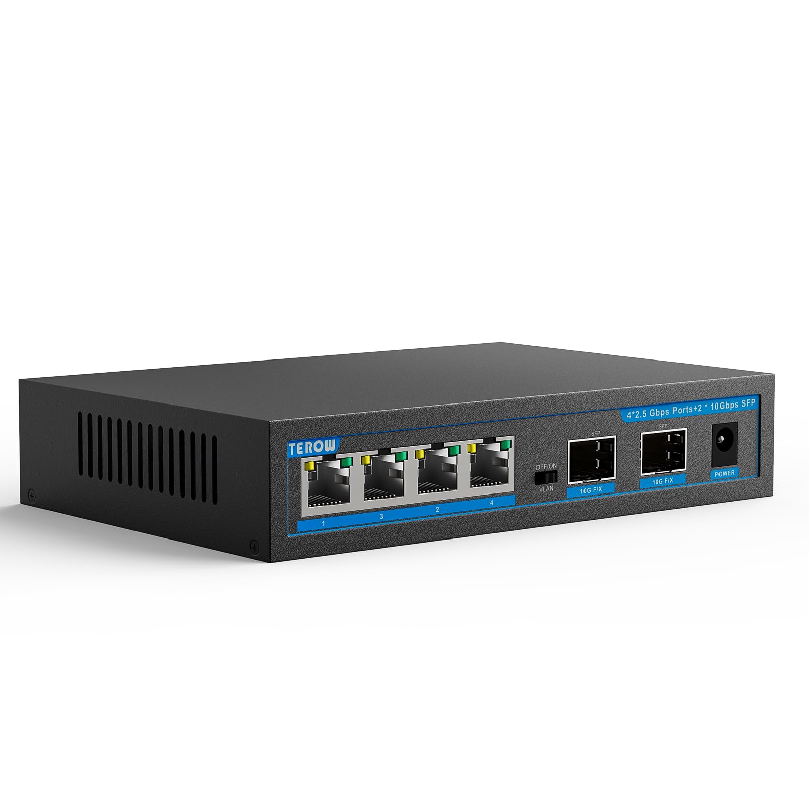Terow 6 Port 2.5G Ethernet Switch Unmanaged , 4 X 2.5G Base T & 2 X 10G Sfp, Multi Speed Network Switch, Compatible With Gigabit