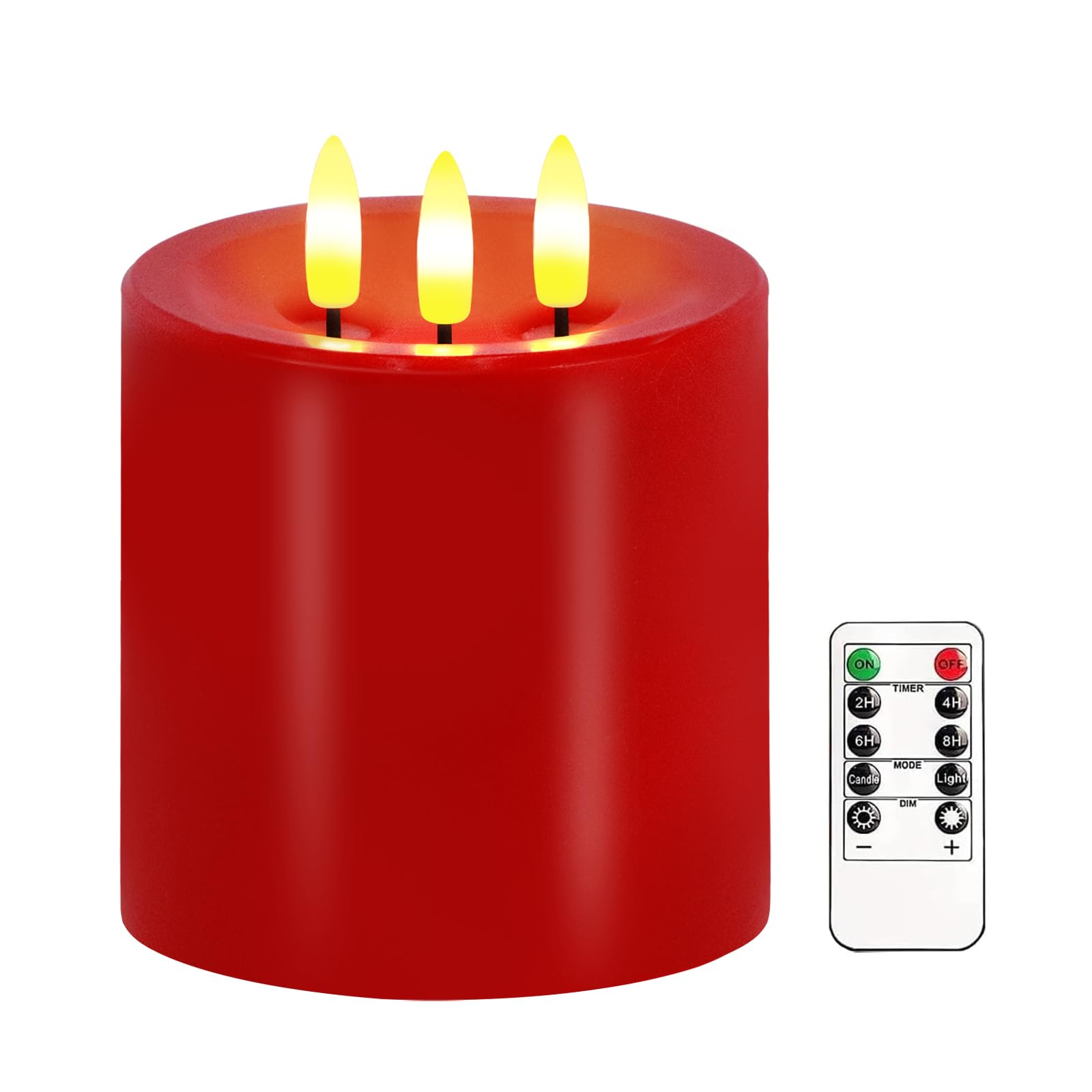 VEEKI Large 3 Wick Flameless Candles, 4x4 Flickering Flameless Candles with Remote & Timer, Dimmable Real Wax LED Candles Batter