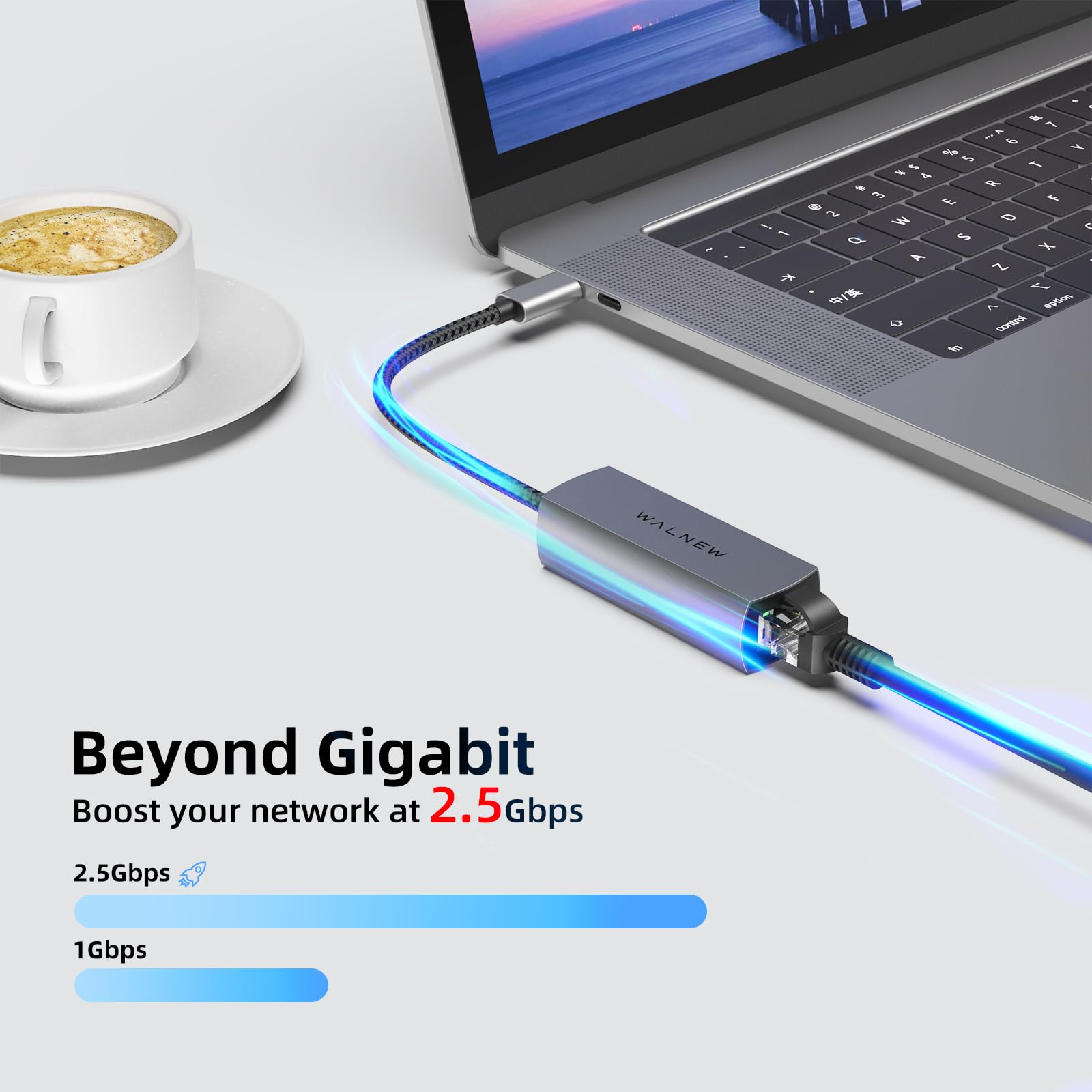 Walnew Usb C 2.5Gb Ethernet Adapter, Usbc To Rj45 Lan Connector,2.5 Gigabit Network Cable Converter Thunderbolt 3 For Nas Server