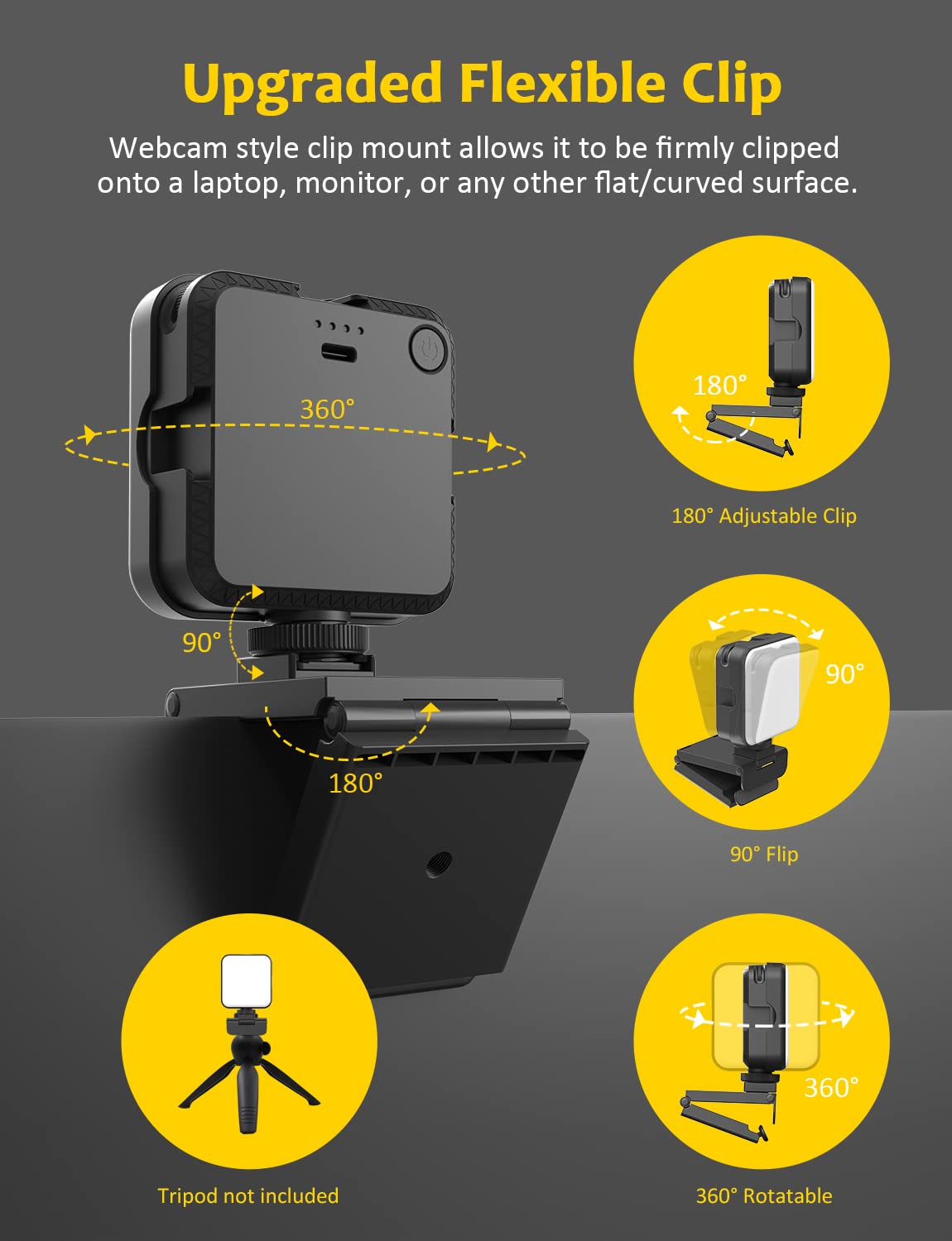 Nexigo Glow Light For Streamers, Enhanced Video Conference Lighting Kit With Webcam Style Clip, Built In Battery, Dimmable & Rec
