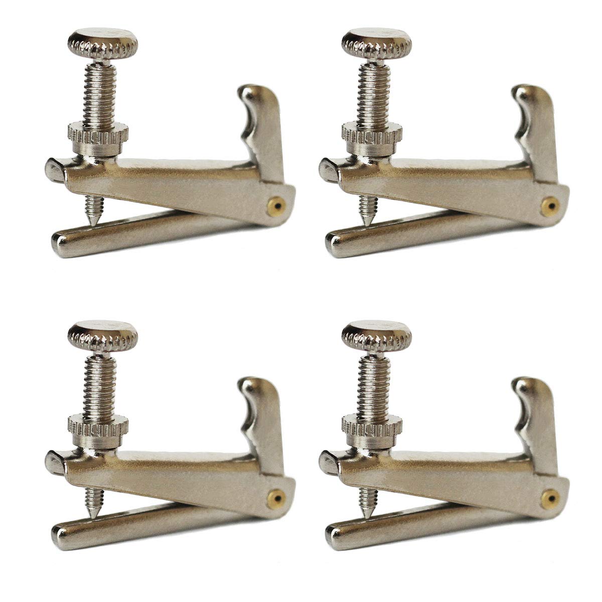 Jiayouy 4Pcs Violin Fine Tuners 3/4 4/4 String Adjuster Fine Tuner Violin Parts Silver