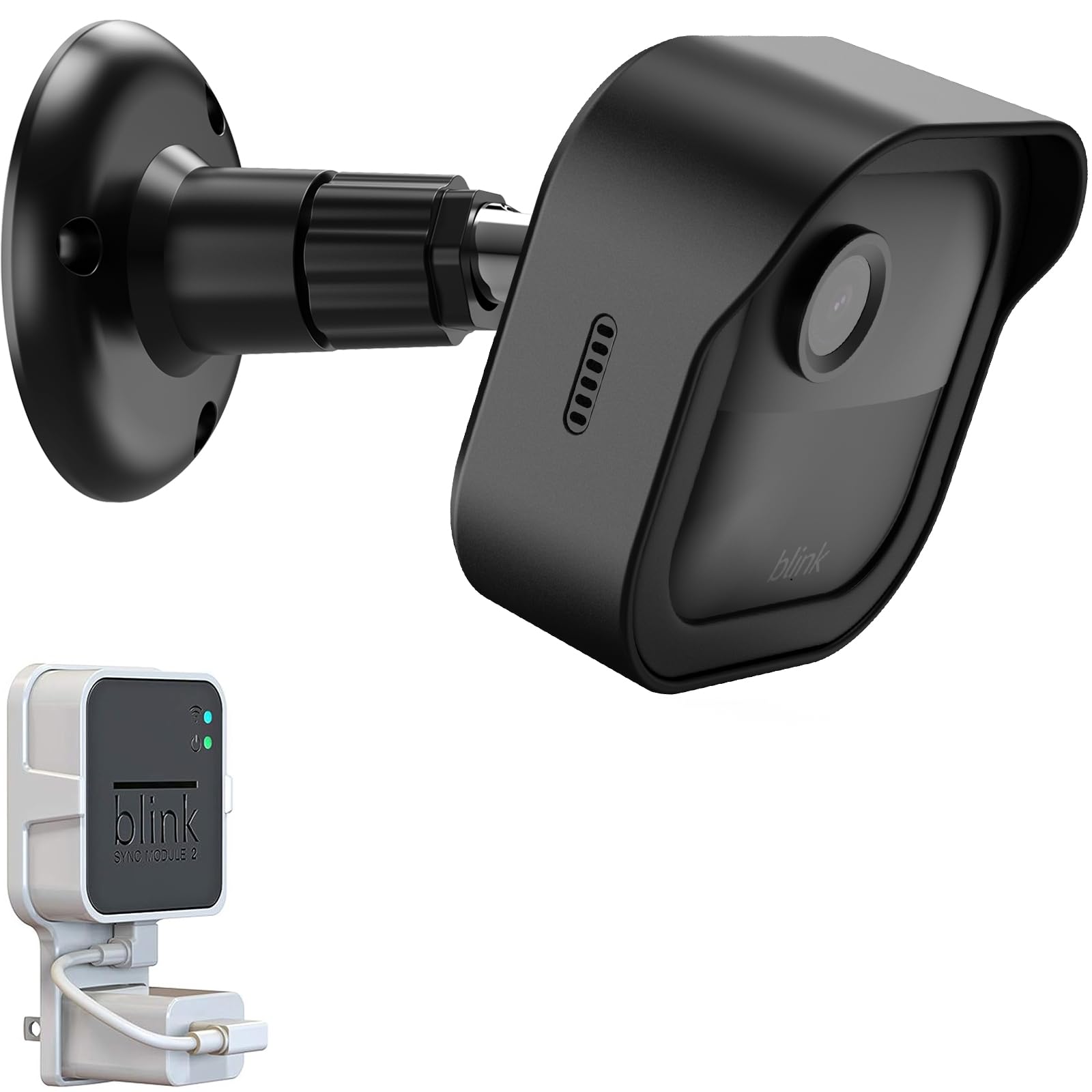 Blink Outdoor 4 (4Th Gen) Wall Mount, Weatherproof Protective Cover And 360 Degree Adjustable Mount With Blink Sync Module 2 Outlet Mount For Blink Outdoor Indoor Security Camera (Black, 1 Pack)