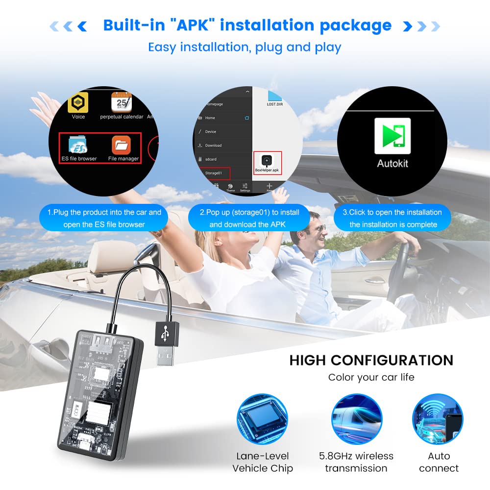 Carlinkit Wireless Carplay Car Adapter For Android Car Radio,Wireless Android Auto & Apple Carplay 2 In 1 Dongle Low Power Consumption,Support Plug & Play,Screen Mirroring,Ota Update,Google Maps Etc