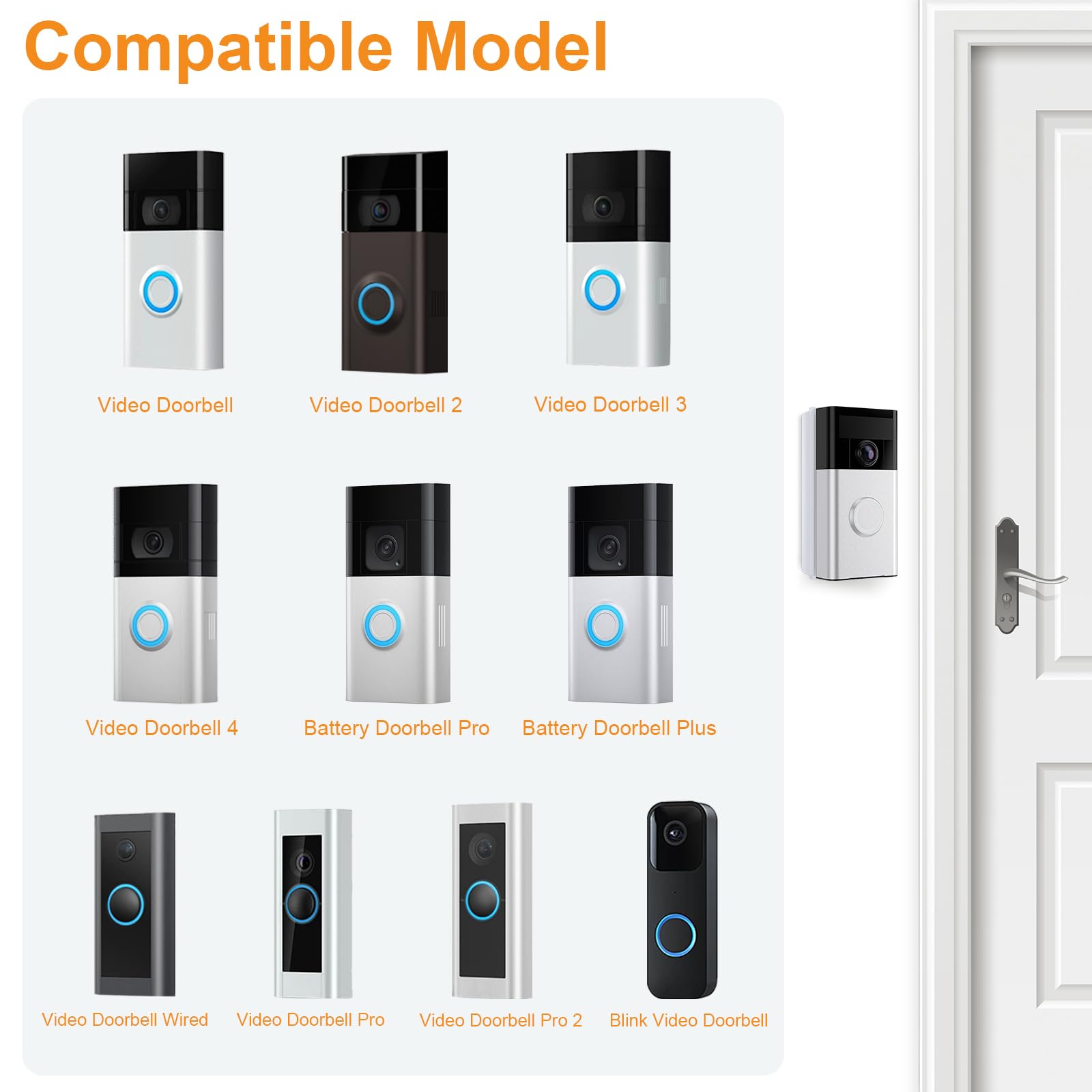 Nanw Adjustable 30 To 55 Degree Doorbell Angle Mount Compatible With Video Doorbell 1/2/3/4/Wired/Pro/(2020 Release), Doorbell C