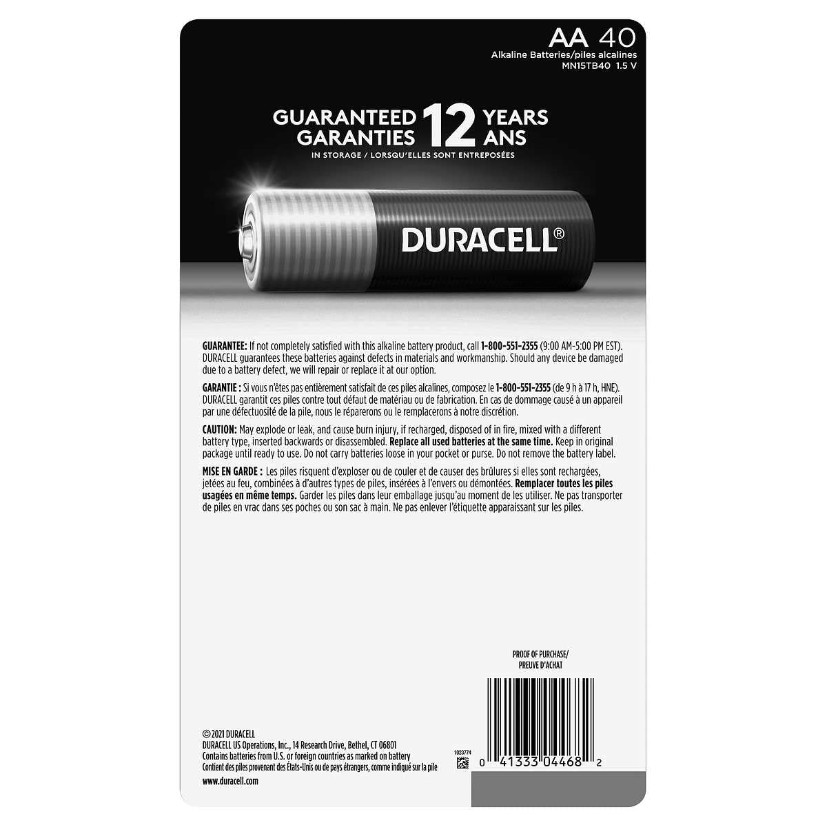 Duracell Coppertop Alkaline Aa Batteries, 40 Count, Brown