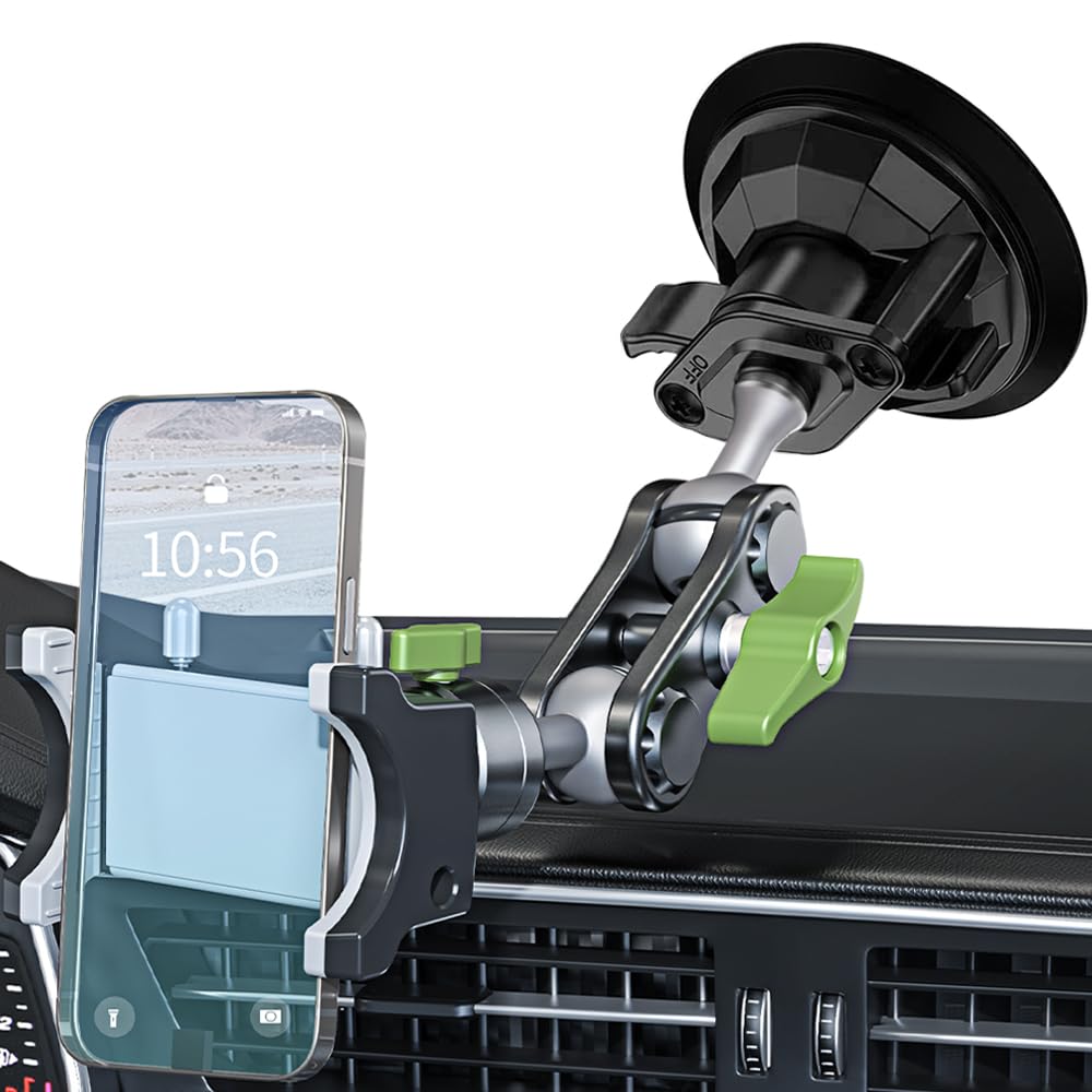Tmengdao Suction Cup Phone Mount, Ultra-Stable Phone Holder For Vlog Shooting, 360 Rotation For Windshield, Roof Glass, Car Wind