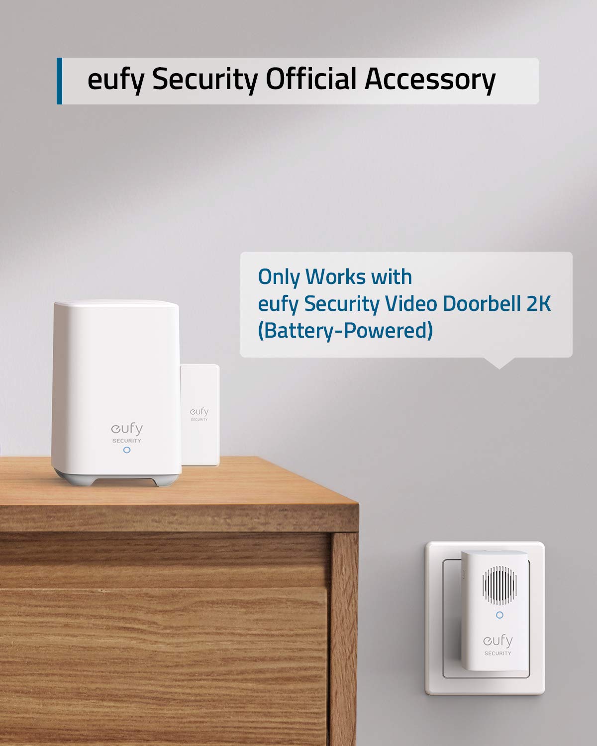 Eufy Security Video Doorbell Add-On Chime, Requires Video Doorbell 2K (Battery Powered) Or Video Doorbell Dual, Simultaneous Rin