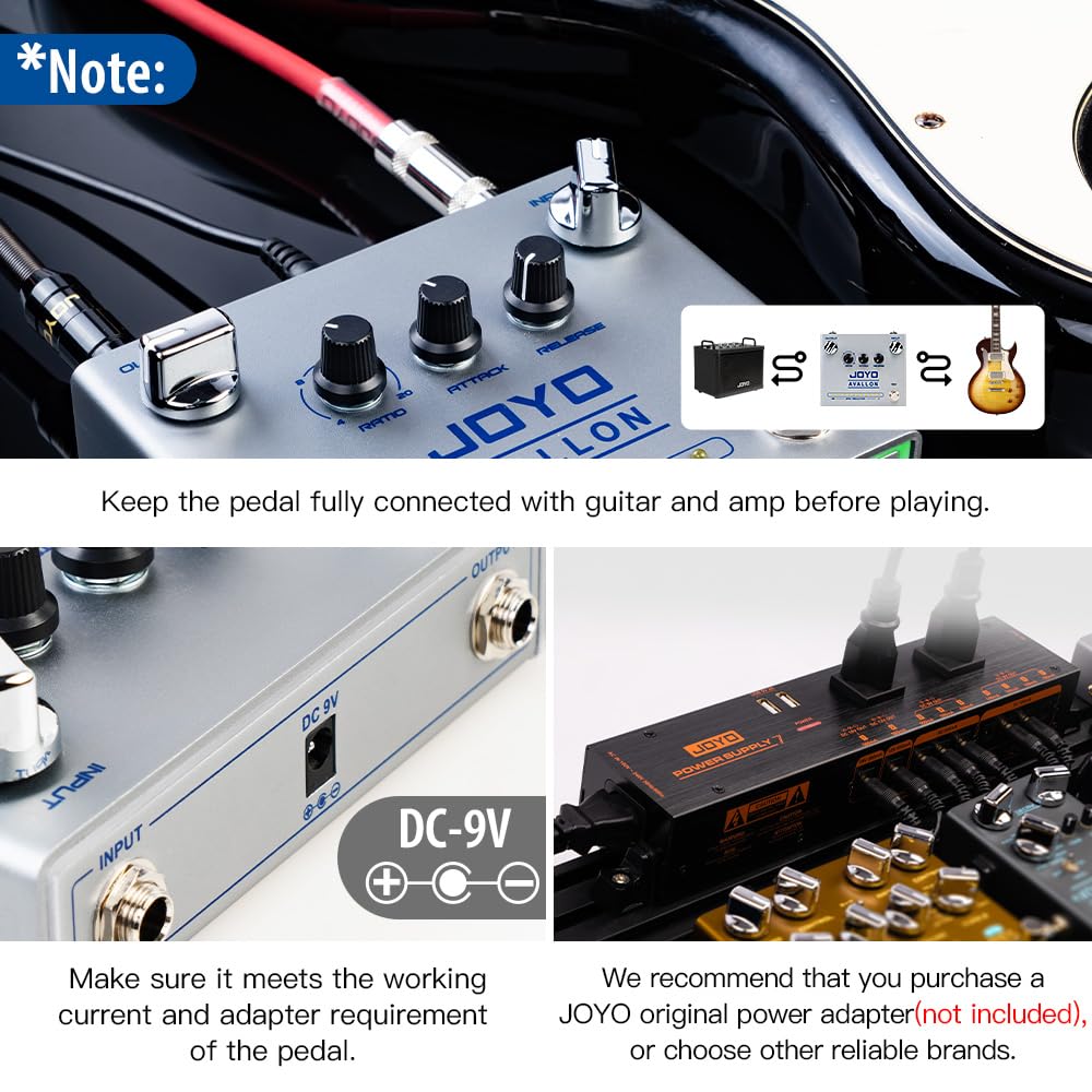 Joyo Compressor Effect Pedal With Precise Compression Knobs Adjusting Independent For Bass Electric Guitar  True Bypass (Avallon