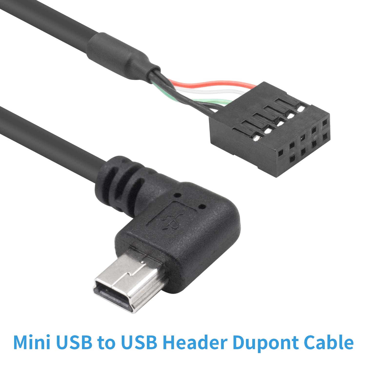 Duttek 1.65Ft/50Cm Mini Usb Male To 9 Pin Motherboard Female Adapter Cable, 2 Pack, High Speed, Black, Indoor Use, Compatible Wi