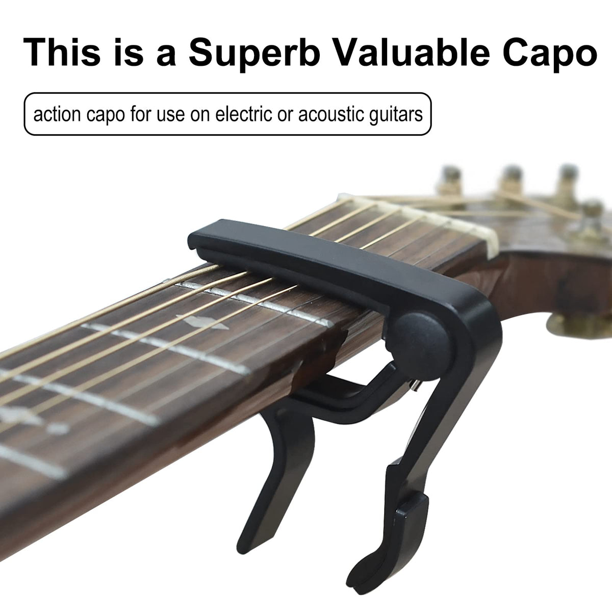 Capo 6 Saphue Guitar Capo For 6 String Acoustic And Electric With 2 Picks ...