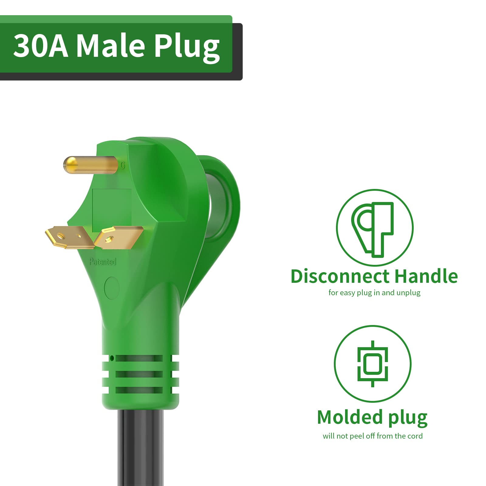 Rvguard 30 Amp To 110V Adapter Cord, Nema Tt 30P To 3X 5 20R Household Outlet With Led Power Indicator