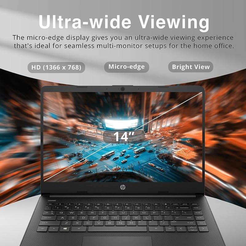 Hp 2024 Premium 14'' Micro Edge Portable Laptop Student Business, Intel Quad Core N4120, 4Gb Ram, 192Gb (128Gb Emmc+ 64Gb Card),
