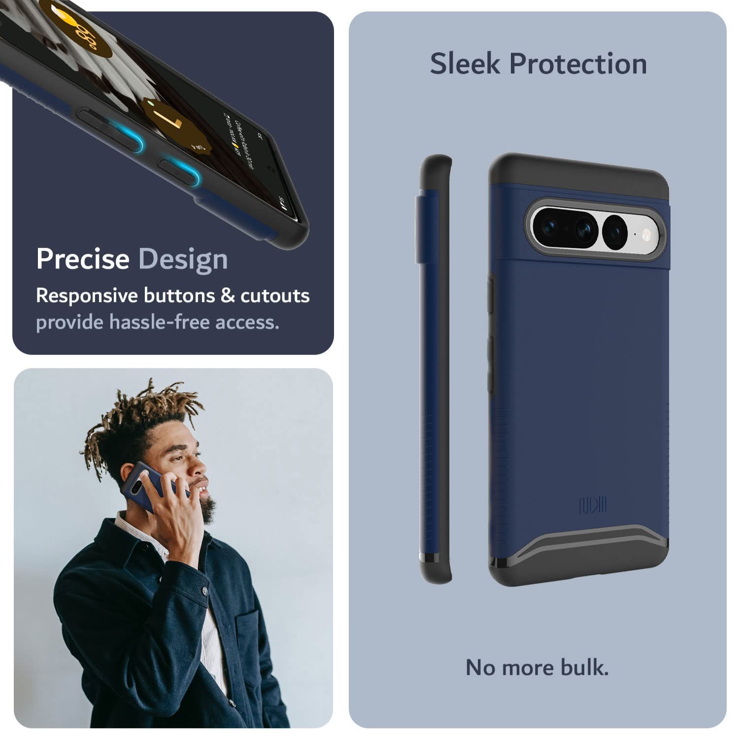 Tudia Dualshield Designed For Google Pixel 7 Pro Case (2022), [Merge] Shockproof Military Grade Slim Dual Layer Heavy Duty Raise