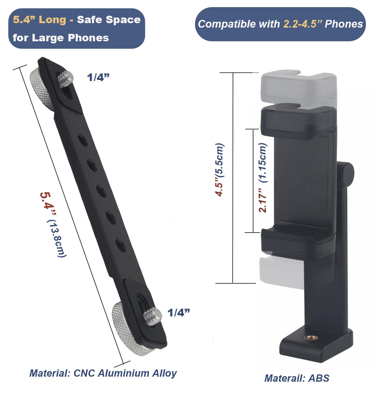 Pocket 3 Phone Holder Mount, 360 Rotate 90 Tilt Phone Clip With 1/4'' Cnc Metal Expansion For Dji Osmo Pocket 3 Insta 360 X5 X4,