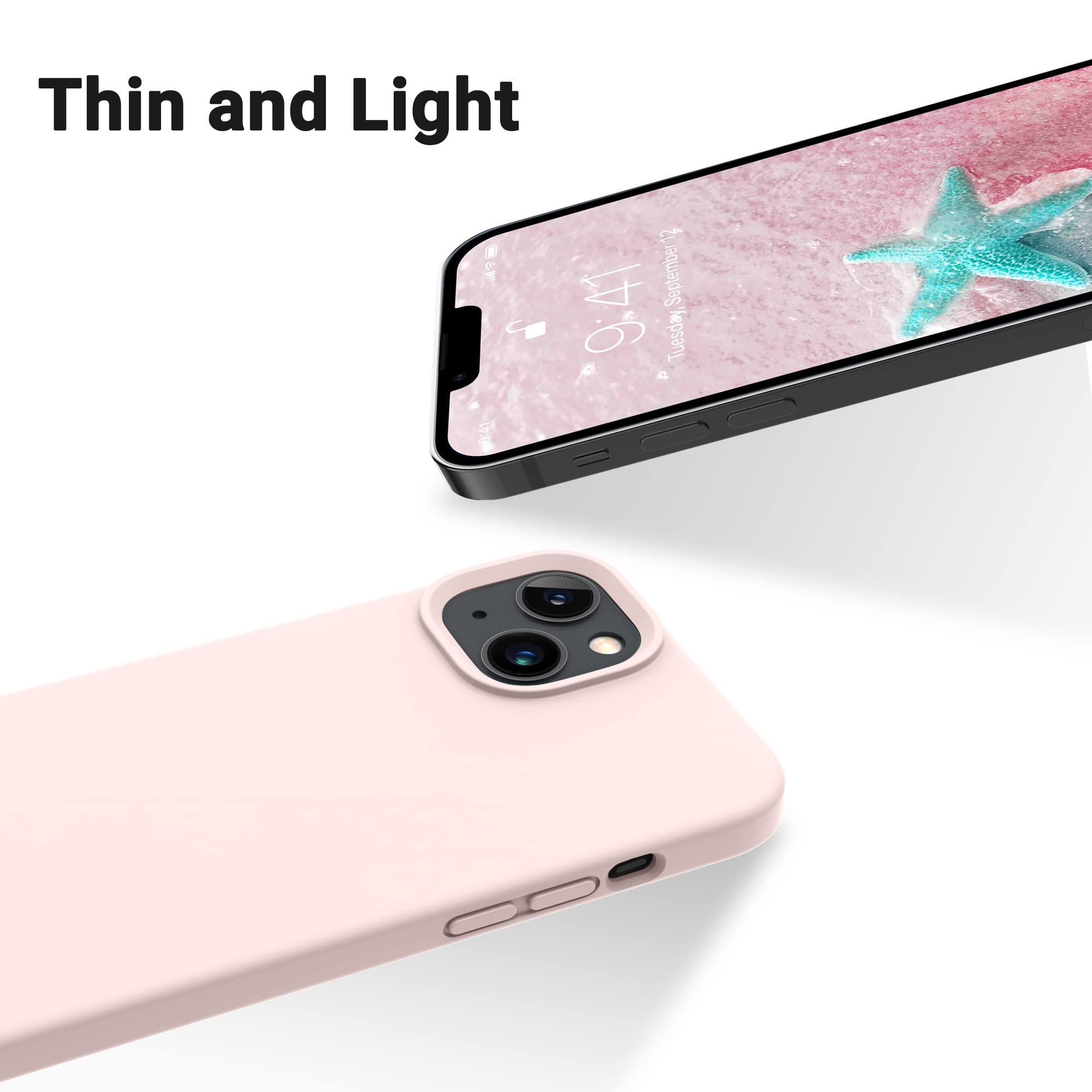 Otofly Designed For Iphone 14 Case, Silicone Shockproof Slim Thin Phone Case For Iphone 14 6.1 Inch (Chalk Pink)