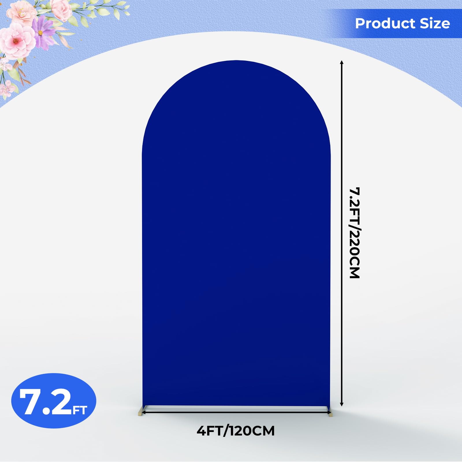 Babenest 7.2Ft Royal Blue Wedding Arch Cover, Spandex Fitted Arch Backdrop Cover For Photography, Round Top Chiara Stand Cover F