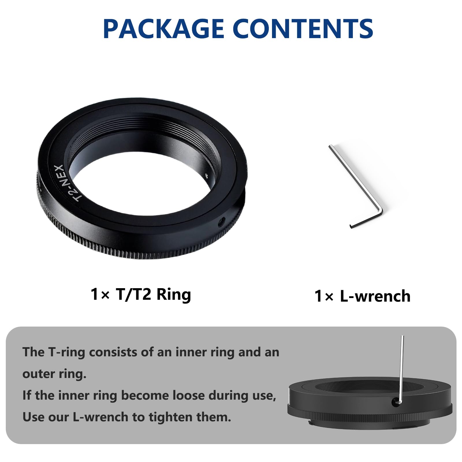 Lightdow T/T2 Mount Lens Adapter Ring For Sony A9, A7S Ii, A7R Ii, A7S, A7R, A7 Ii, A7, Nex 7, Nex 6, Nex 5, Nex 5N, Nex 5R, Nex 5T, Nex 3, Nex C3, Nex F3, Nex 3N, A6500, A6300, A6000, A5100, A5000
