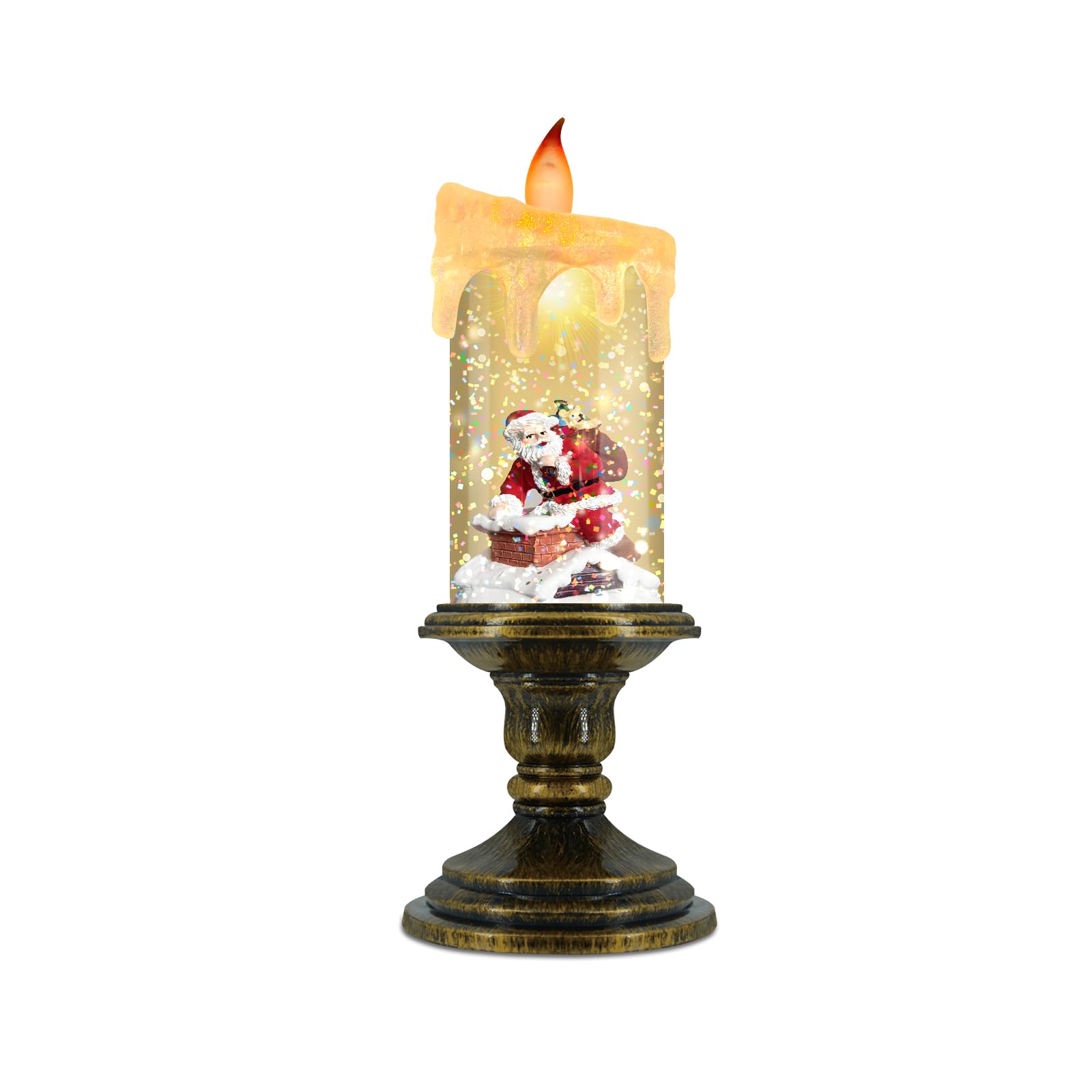 Aomil Christmas Flameless Candles, Flickering Led Candles With Timer, Snow Globe Candle Lights For Christmas Decorations