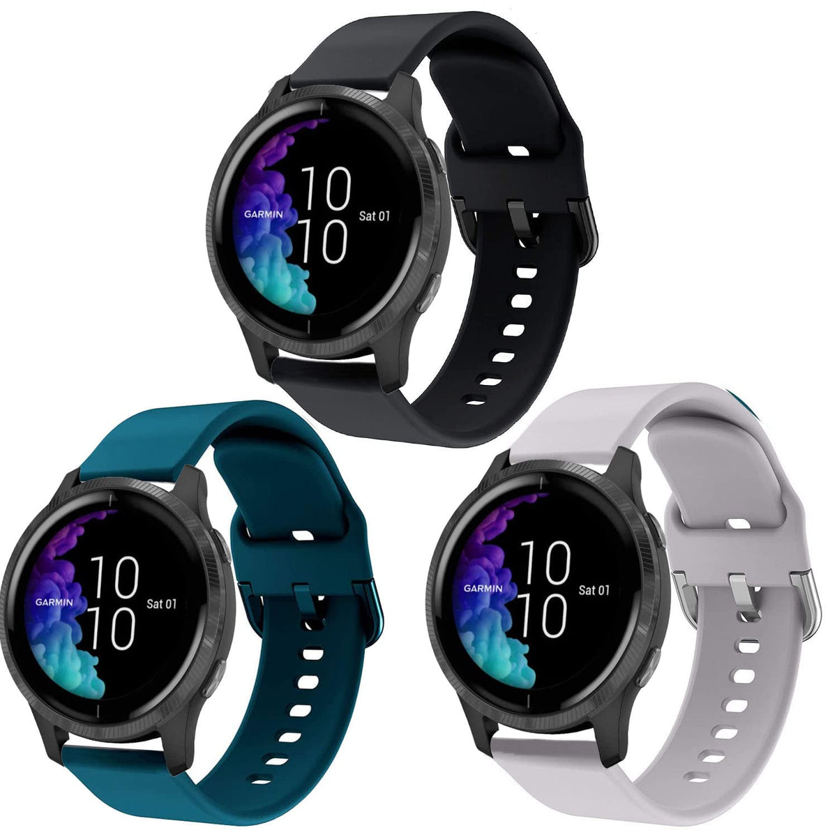 Vicrior Bands Compatible With Garmin Venu/Vivoactive 3 Smart Watch, Quick Release Soft Silicone Fadeless Pattern Printed Floral 
