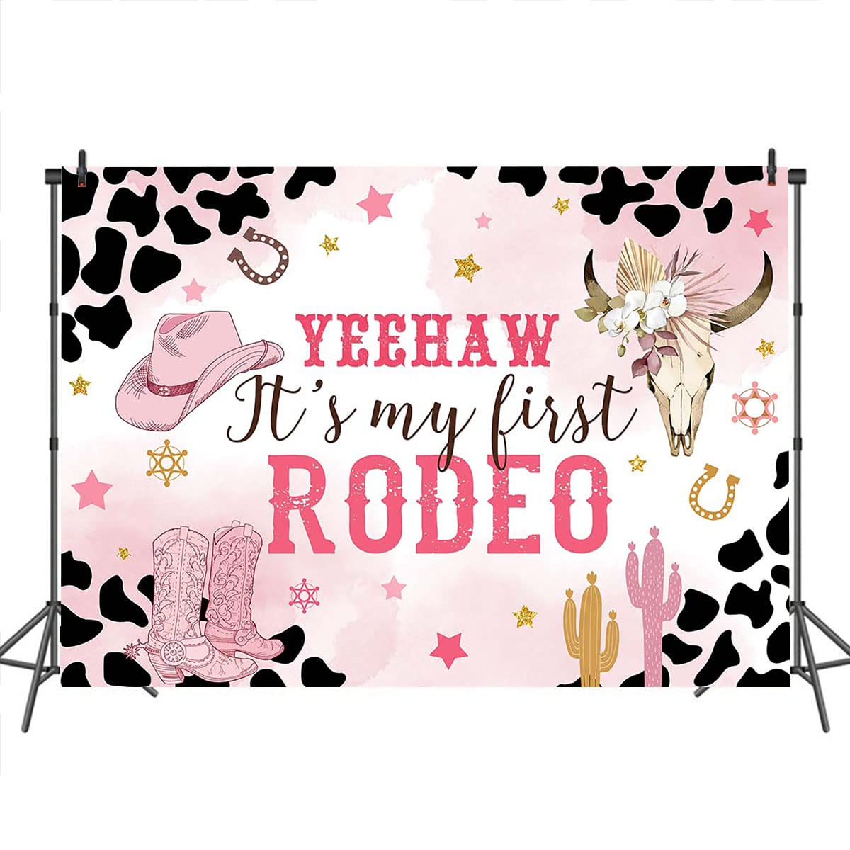 Mocsicka Western Cowgirl Birthday Backdrop My First Rodeo Birthday Decorations Girl Pink Western Country Cowgirl 1St Birthday Ba