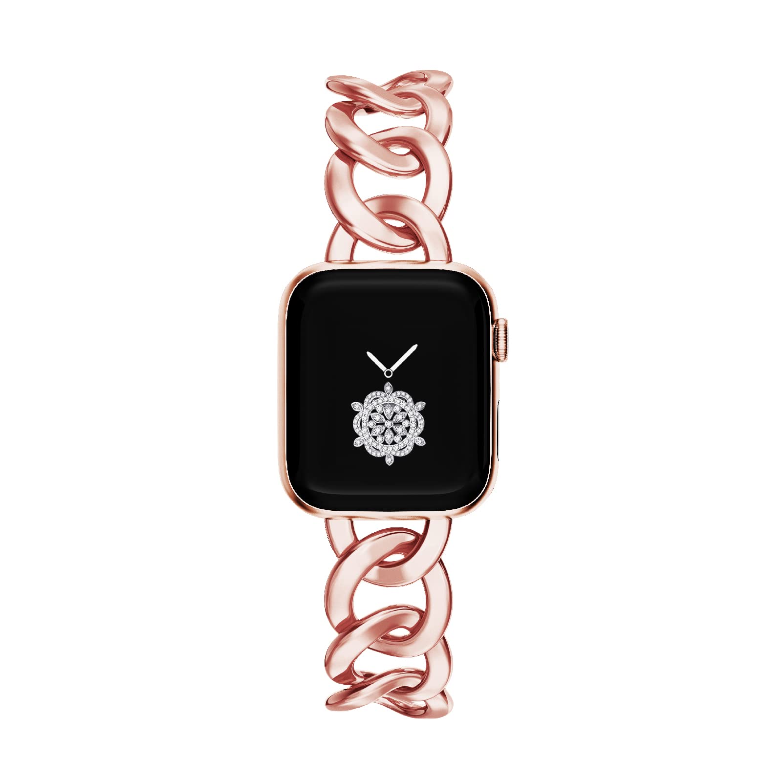 Kolgios 42/44/45Mm Rose Gold Women, Men Cool Chain Metal Bands Compatible For Apple Watch Se Series 5 Series 6 Girl'S Durable Re