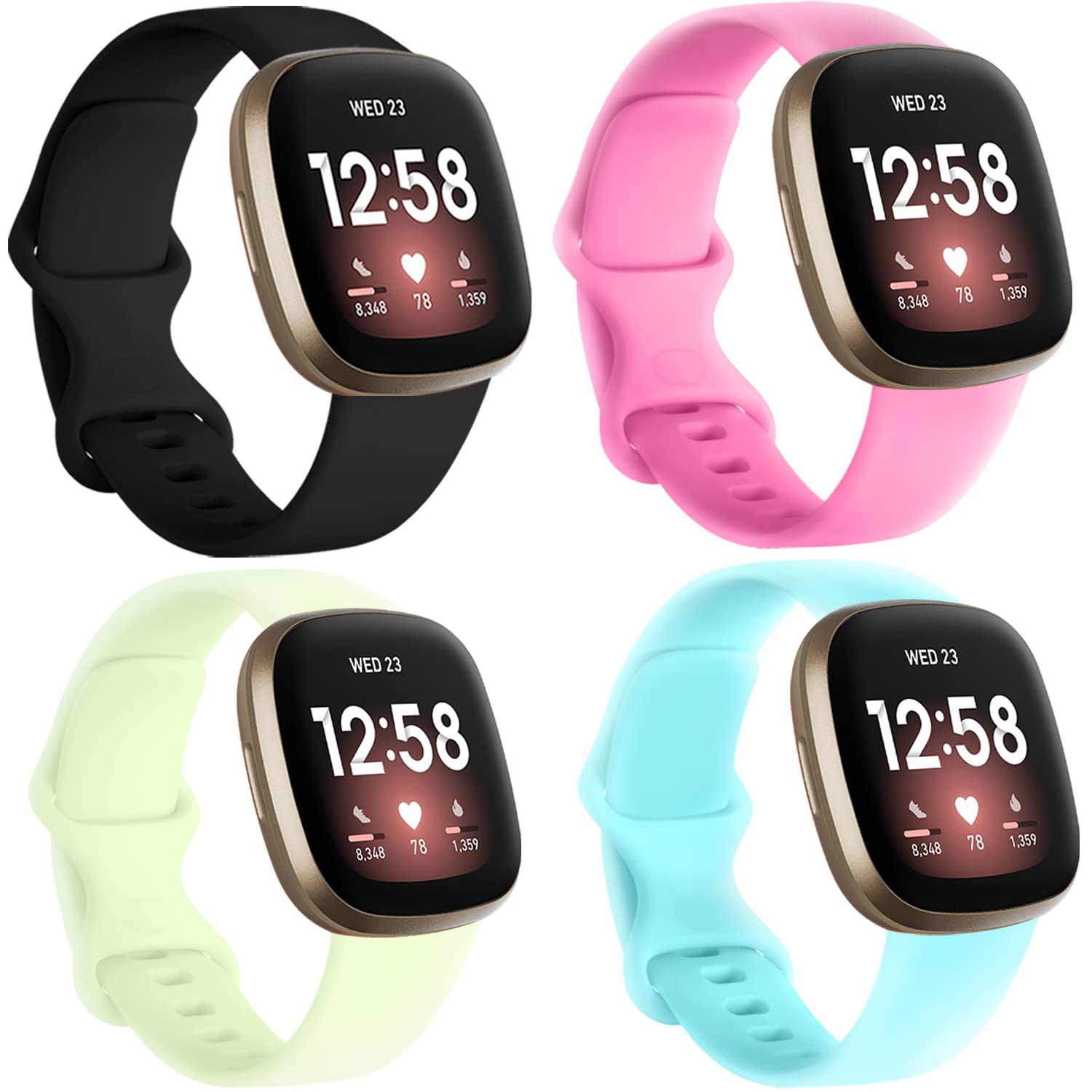 Dirrelo Compatible With Fitbit Sense & Versa Bands For Women, Soft Replacement Sport Strap Band For Versa 3/4 Sense 2 Smart Watc