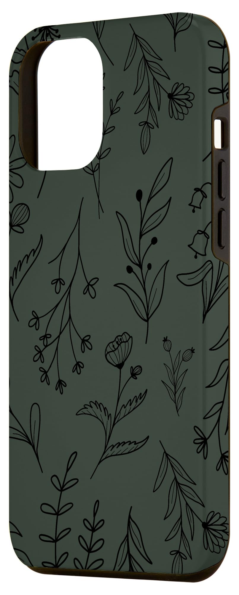 Iphone 12 Pro Max Dark Green Wildflower Floral Flower Pattern Case