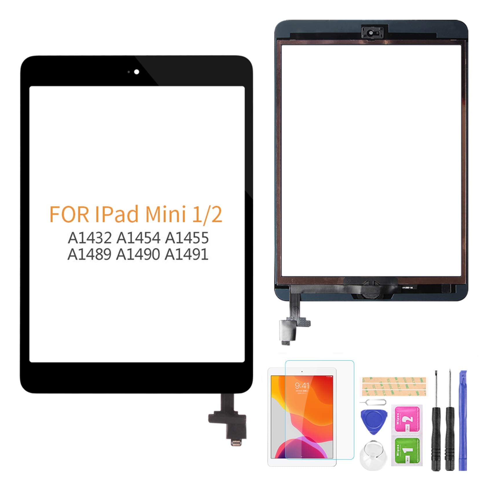 A Mind Screen Replacement For Ipad Mini 1 A1432 A1454 A1455/Ipad Mini 2 A1489 A1490 A1491 Touch Digitizer Parts, Include Ic Chip