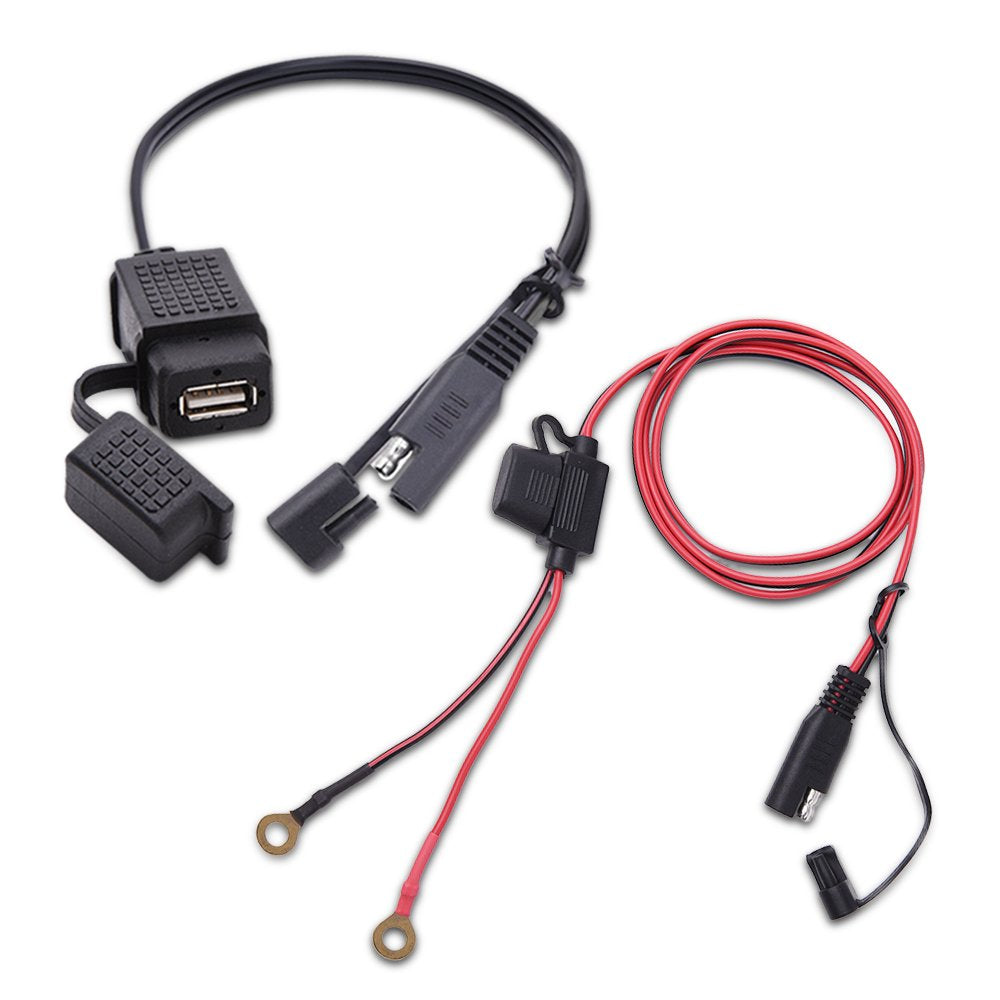 Mictuning Sae To Usb Cable Adapter Waterproof Usb Charger Quick 2.1A Port With Inline Fuse For Motorcycle Cellphone Tablet Gps A