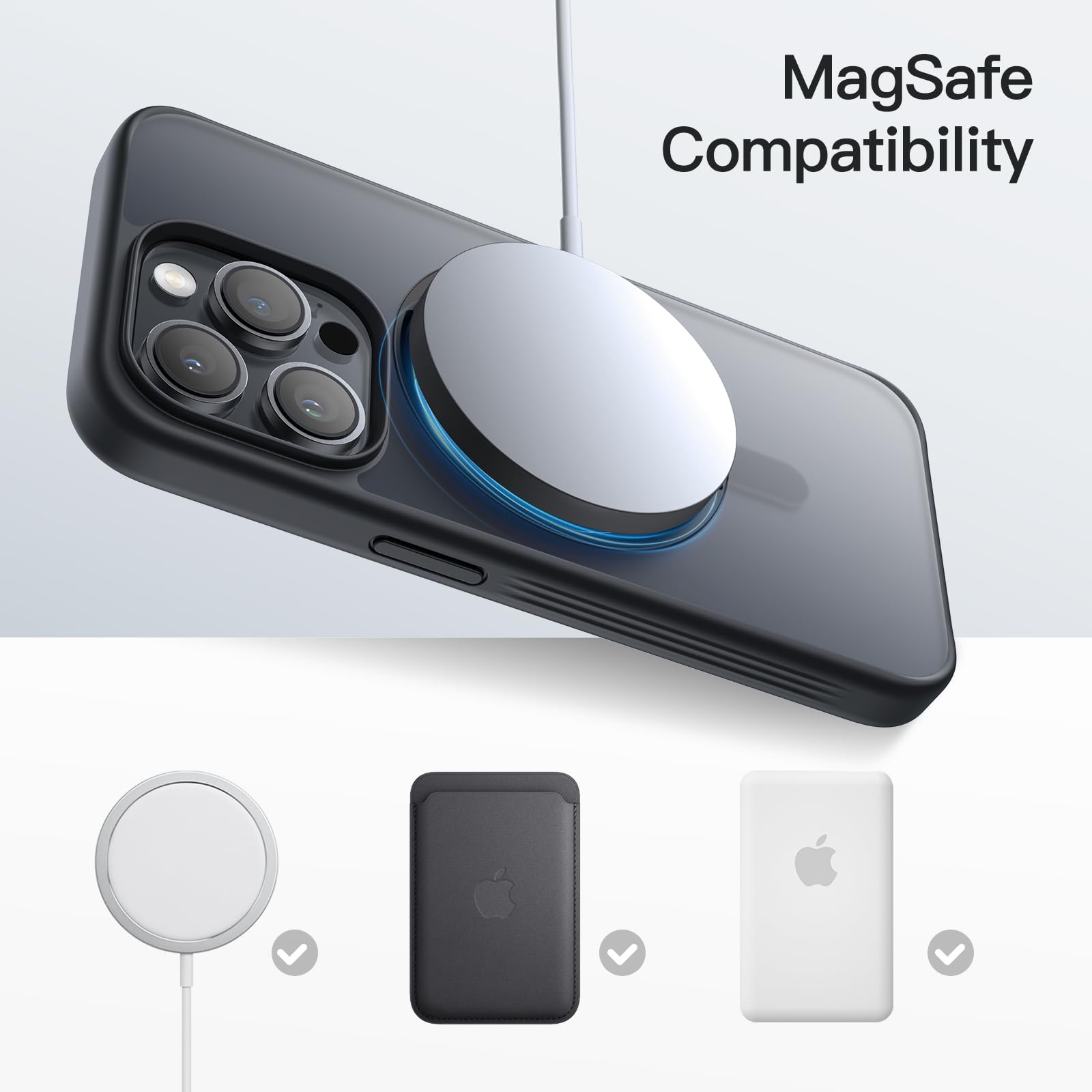 Jetech 360 Degree Rotatable Ring Case For Iphone 15 Pro Max 6.7-Inch Compatible With Magsafe, Slim Shockproof Phone Cover With S