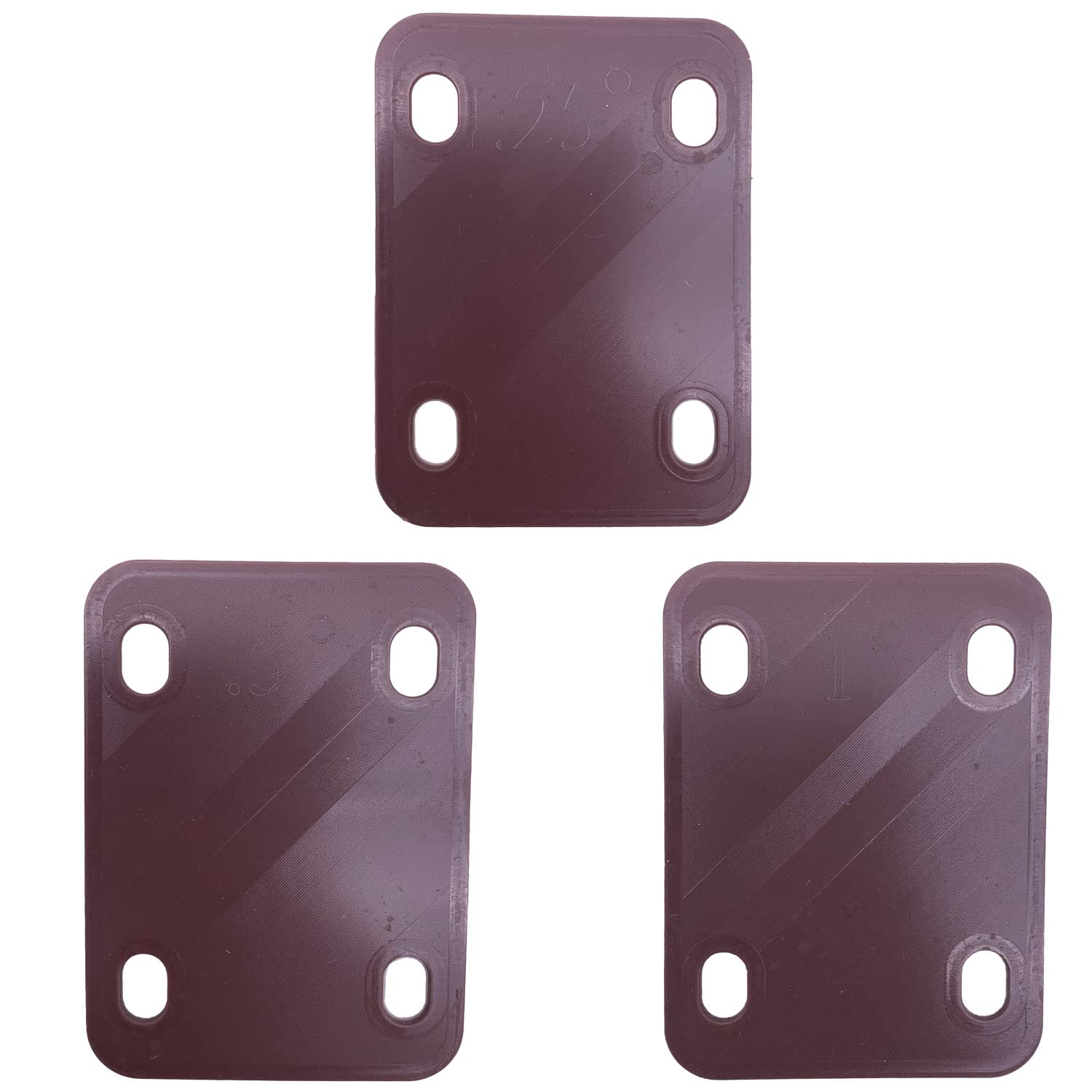 TUOREN Guitar Neck Shims 3Pcs 0.25, 0.5, and 1Degree Nylon Gasket for Guitar and Bass Bolt-on Neck Repair 3 x 2.2inch (Brown)