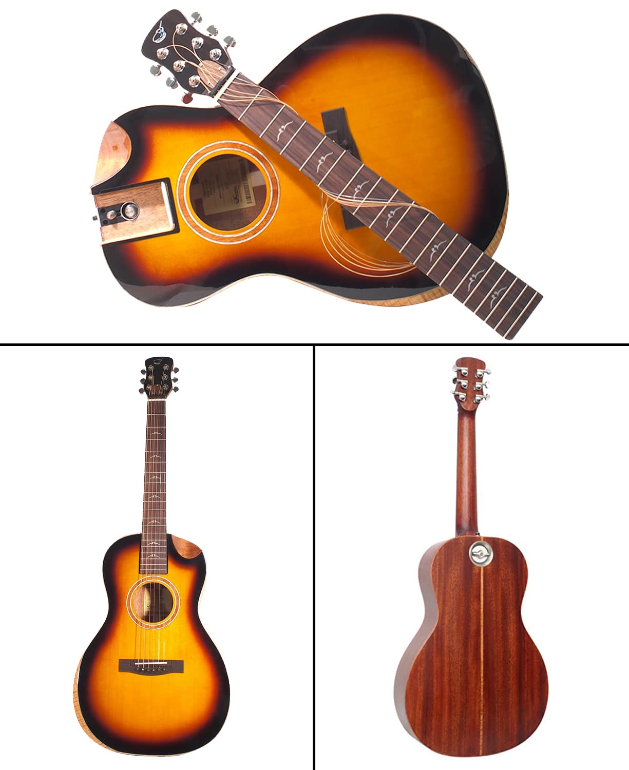 Journey Instruments Solid Sitka Travel Guitar   Fp412 13Bc Traveling Acoustic Electric Collapsible Guitar   Portable Backpack Ca